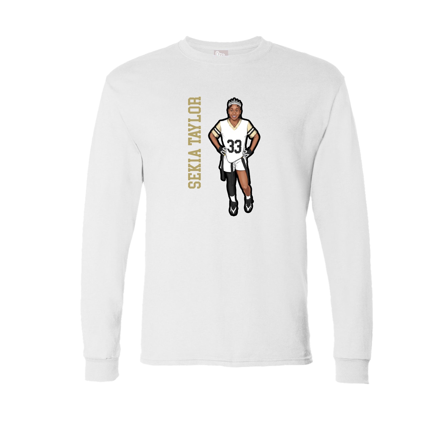 Long Sleeve Tee — Name Vertical in White