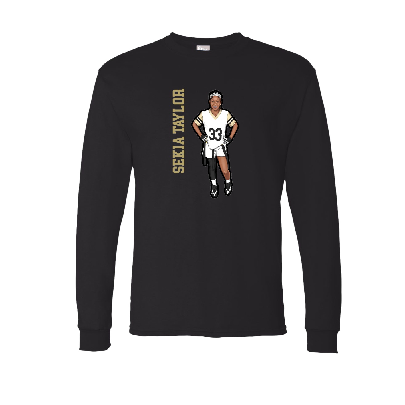 Long Sleeve Tee — Name Vertical in Black