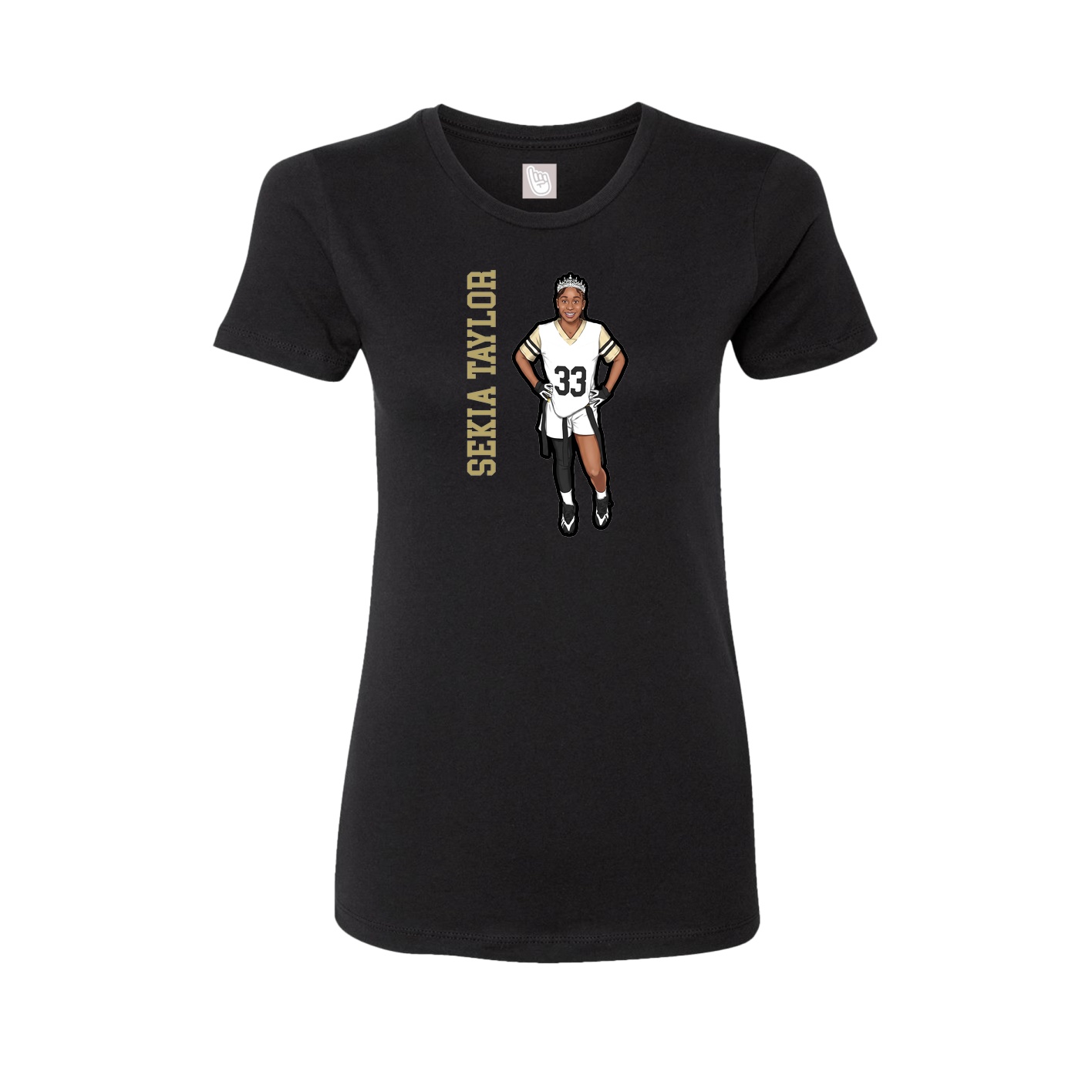 Womens Tee — Name Vertical in Black