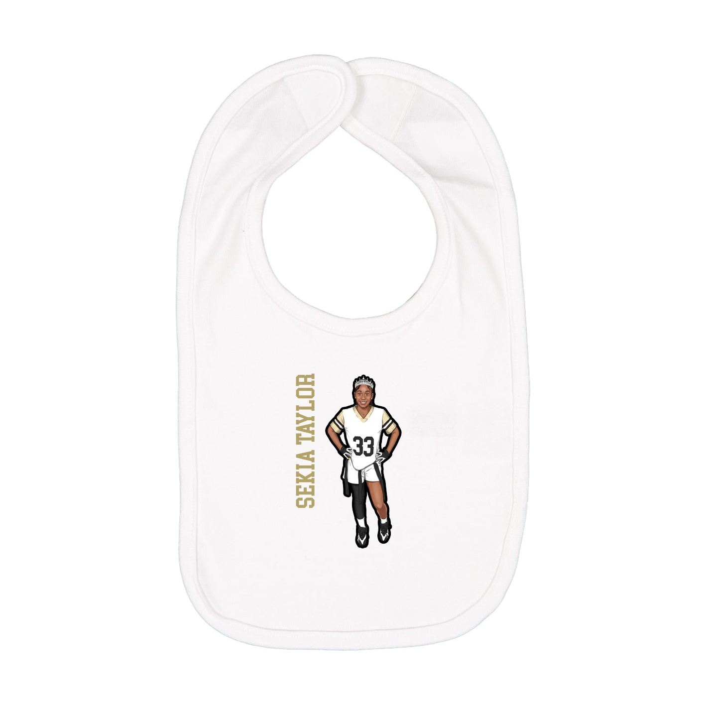 Infant Bib — Name Vertical in White