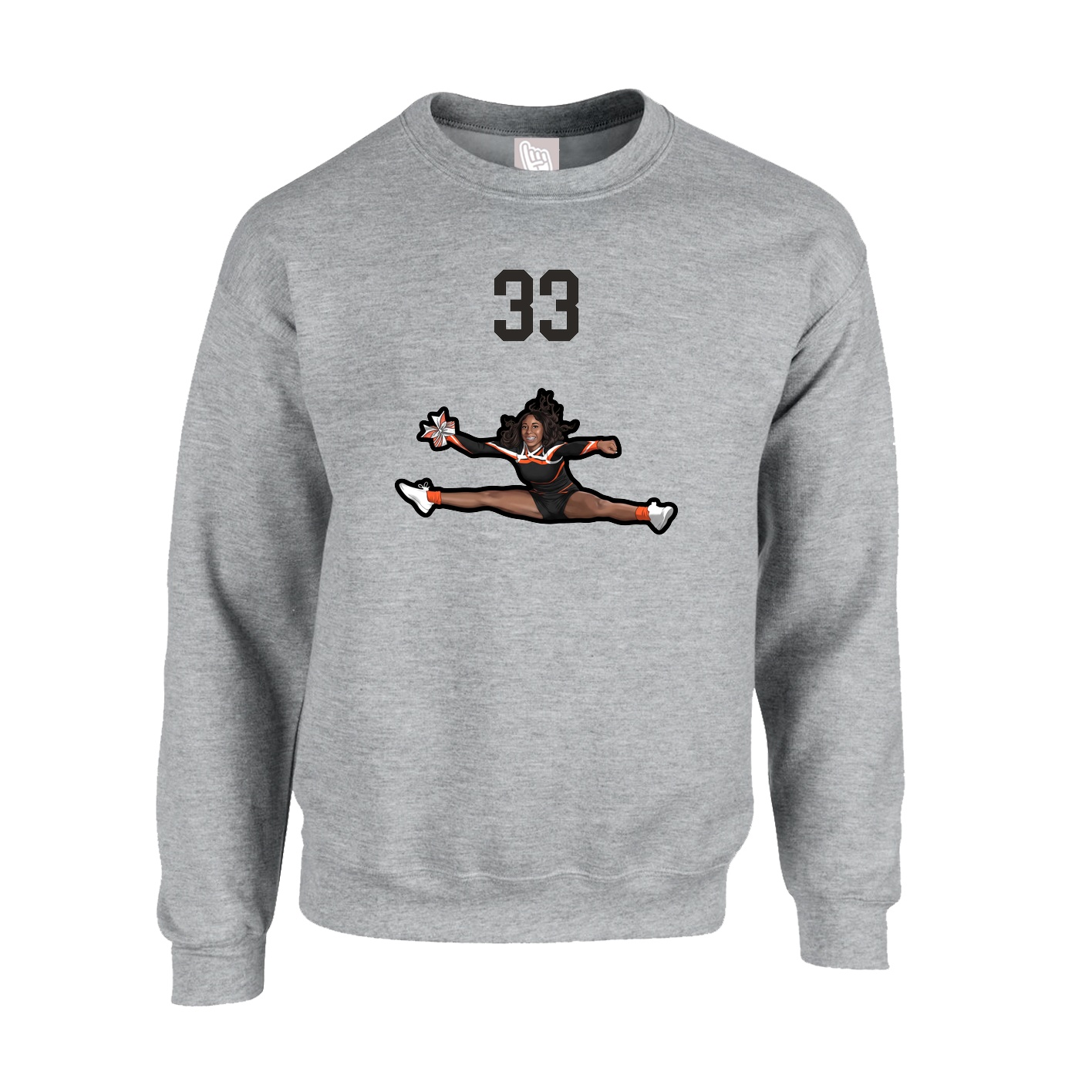 Fleece Crew — Number Top in Grey