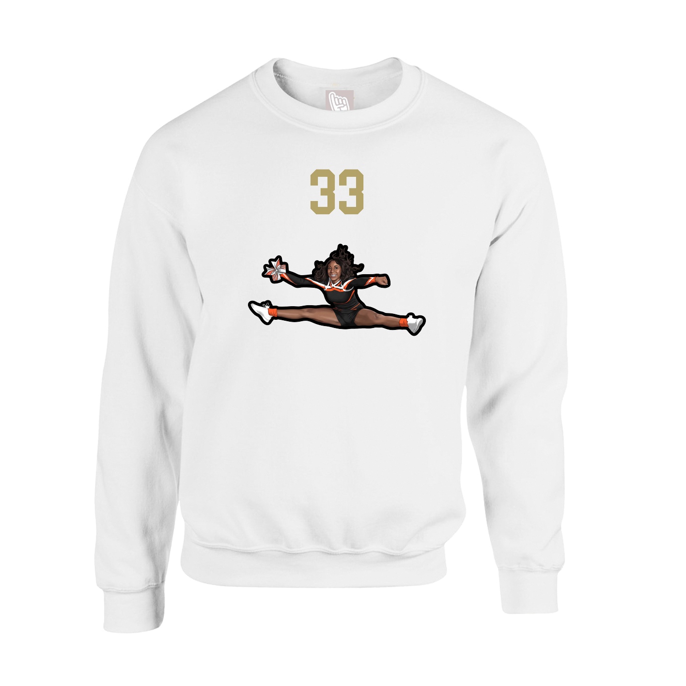 Fleece Crew — Number Top in White
