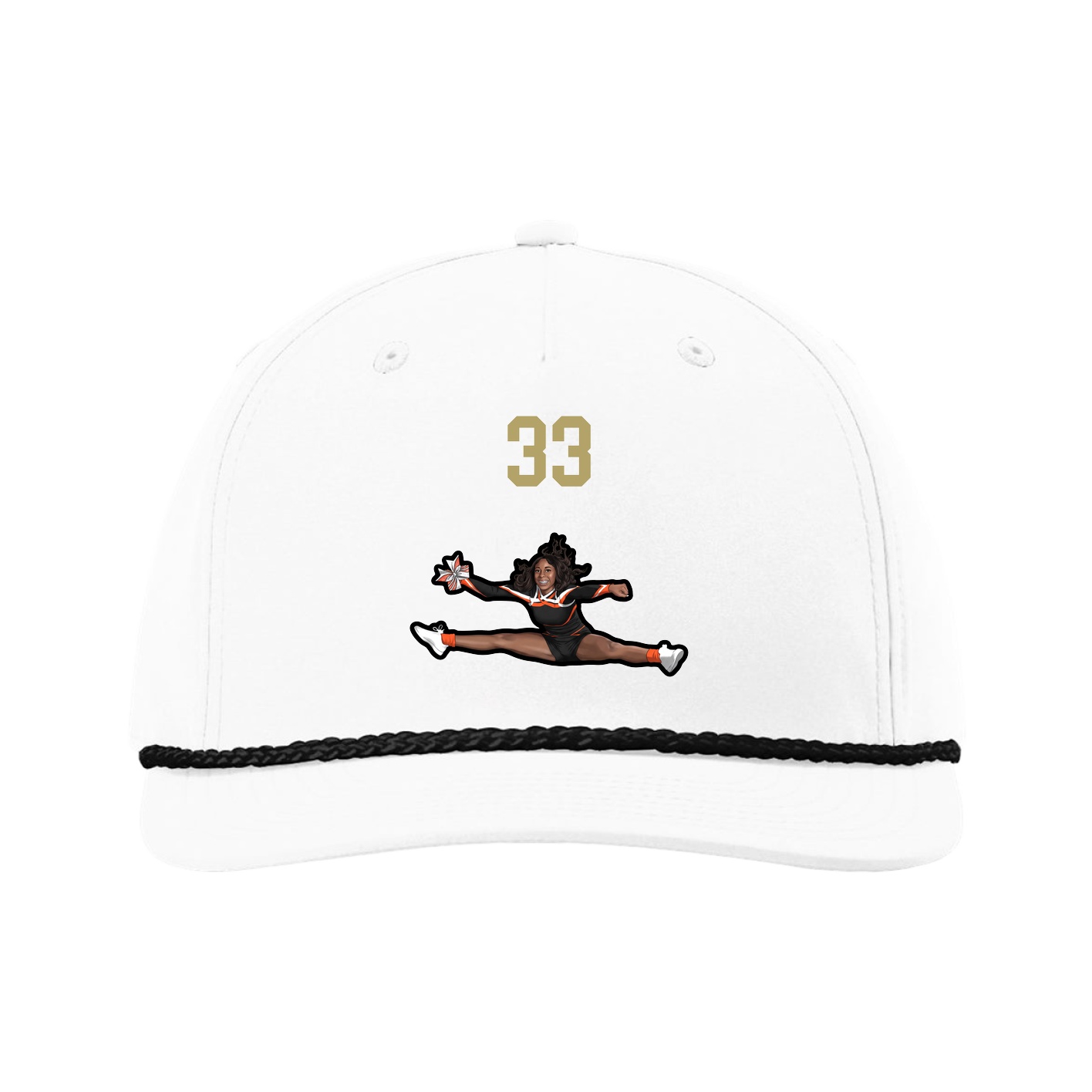 Five-Panel Classic Rope Cap — Number Top in White