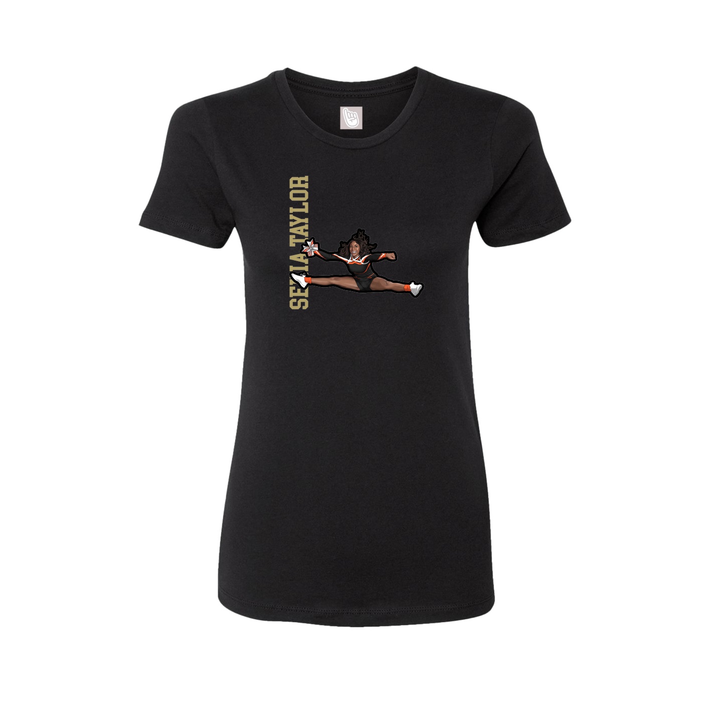 Womens Tee — Name Vertical in Black