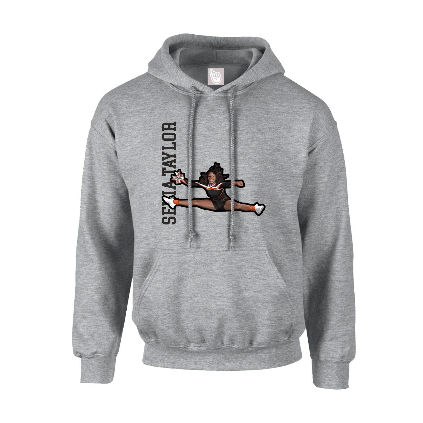 Youth Hoodie — Name Vertical in Grey