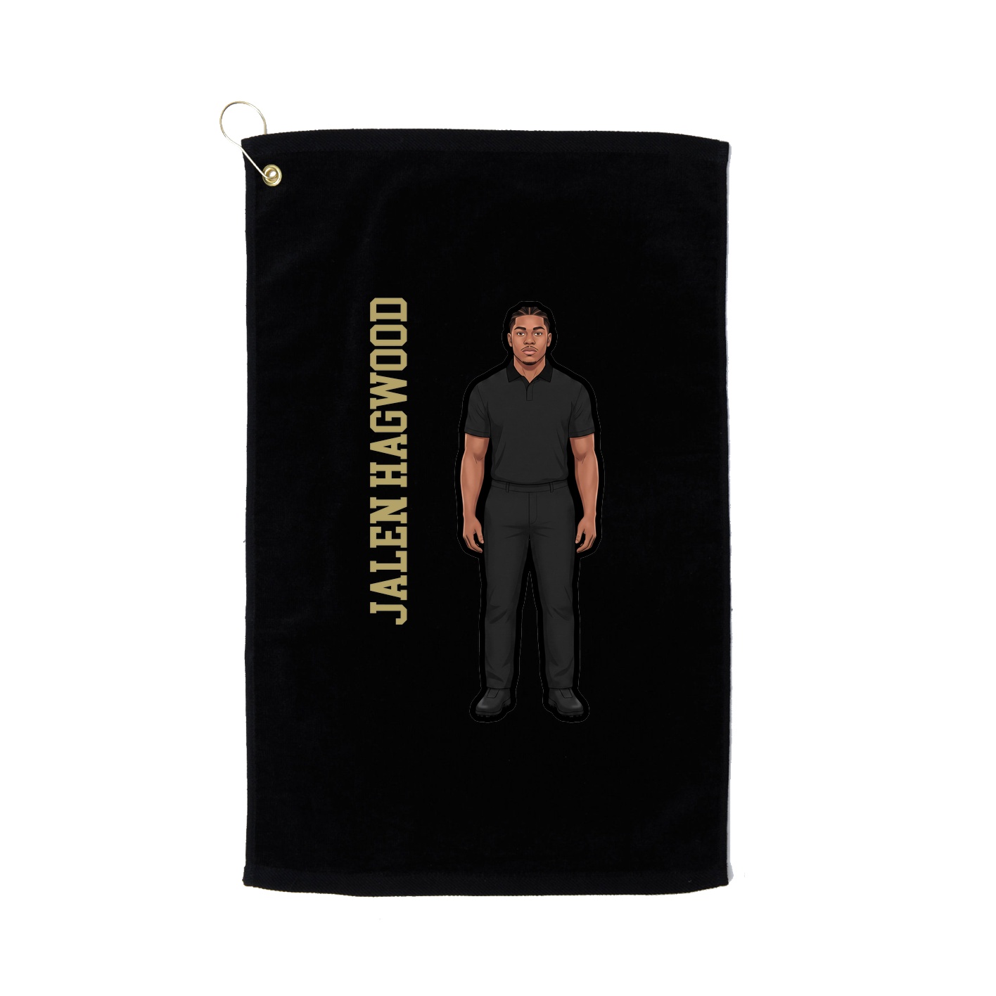 Golf Towel — Name Vertical in Black