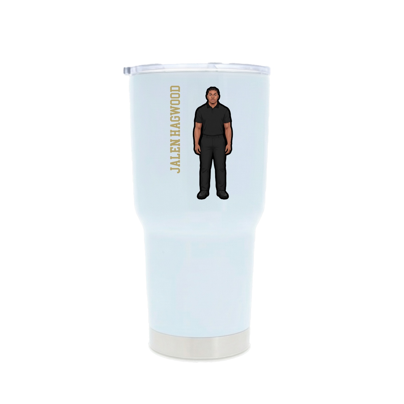30oz Stainless Steel Tumbler — Name Vertical in White