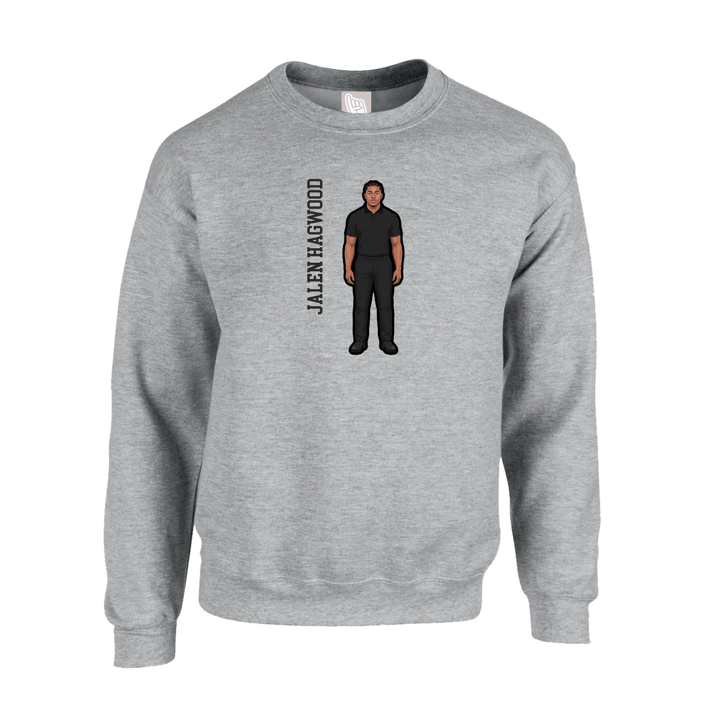 Fleece Crew — Name Vertical in Grey