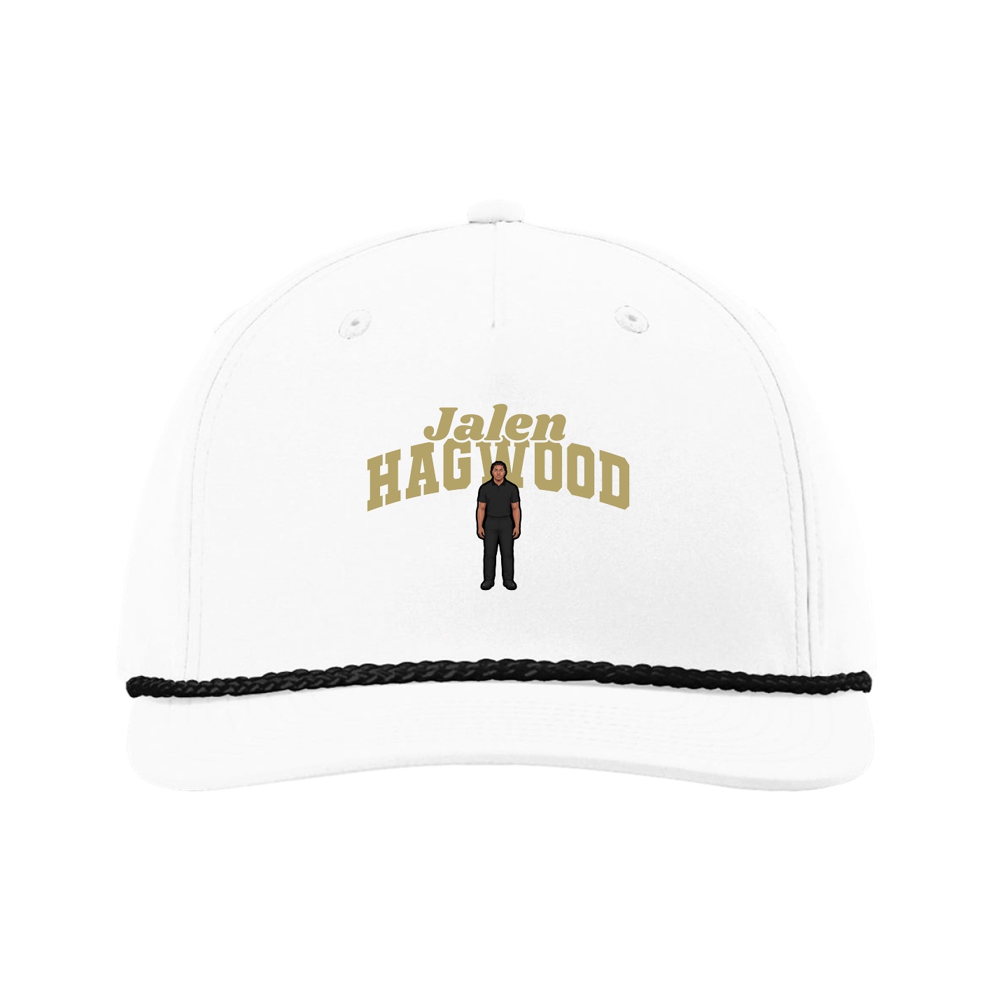 Five-Panel Classic Rope Cap — Signature Arch in White