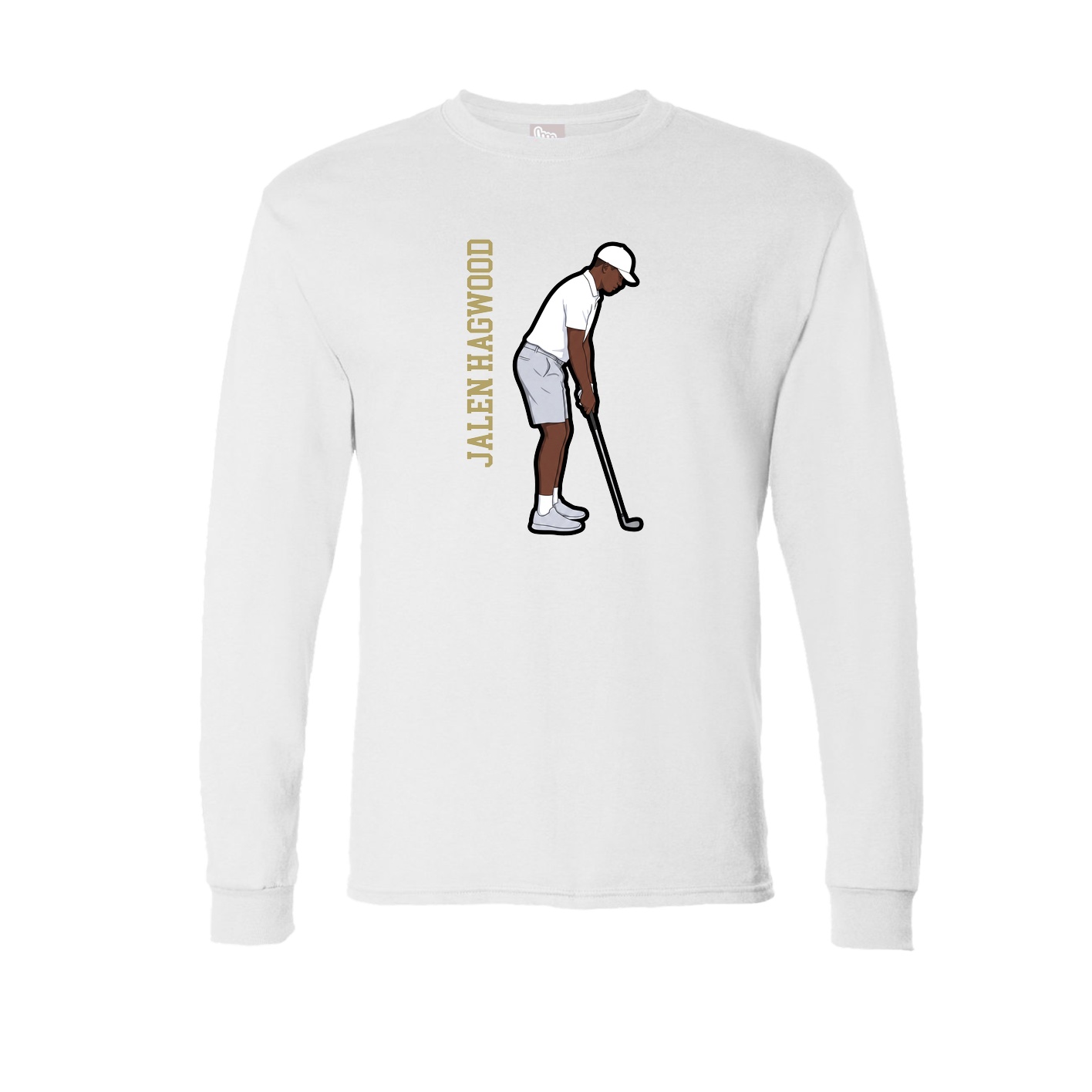 Long Sleeve Tee — Name Vertical in White