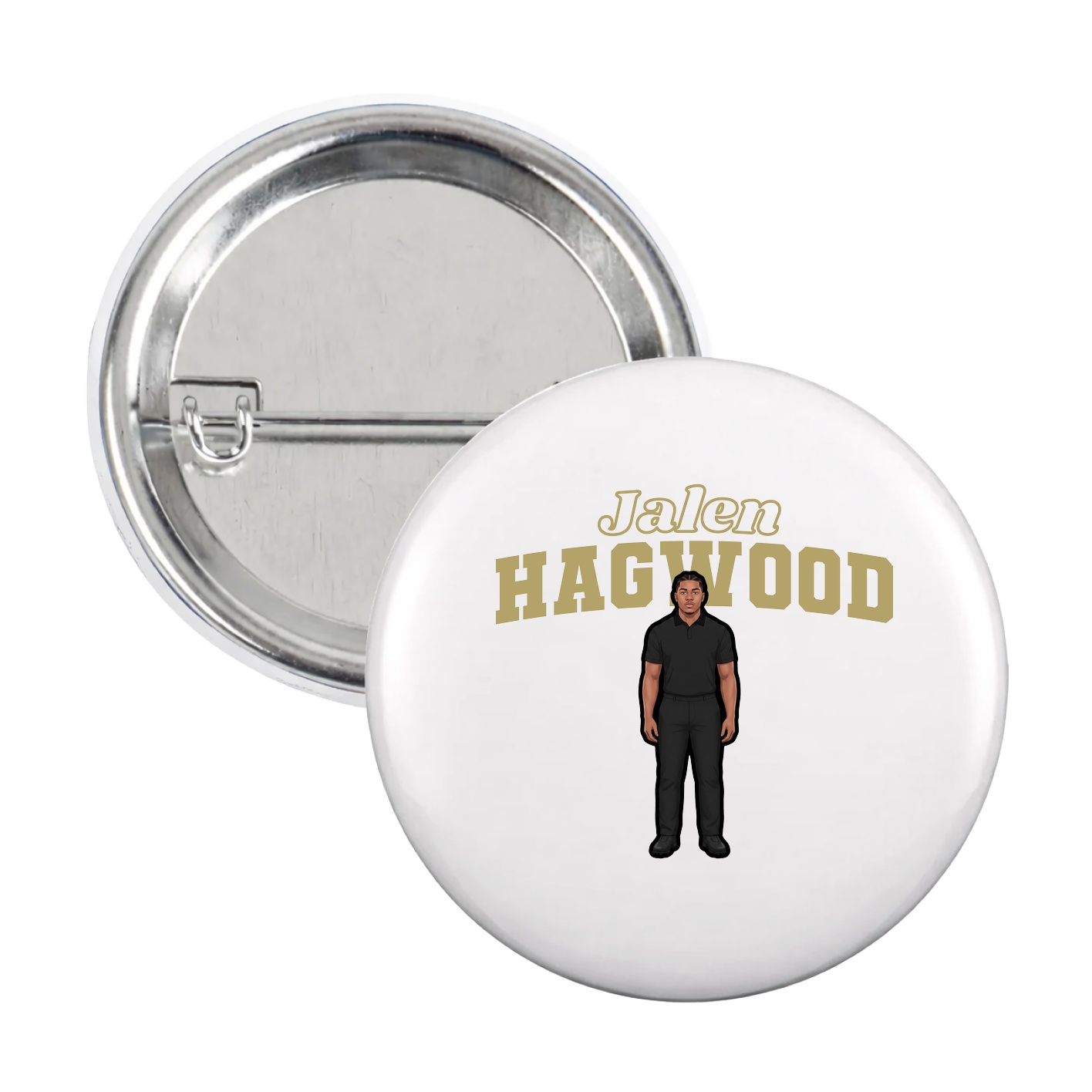 Game Day Button — Name Arch in White