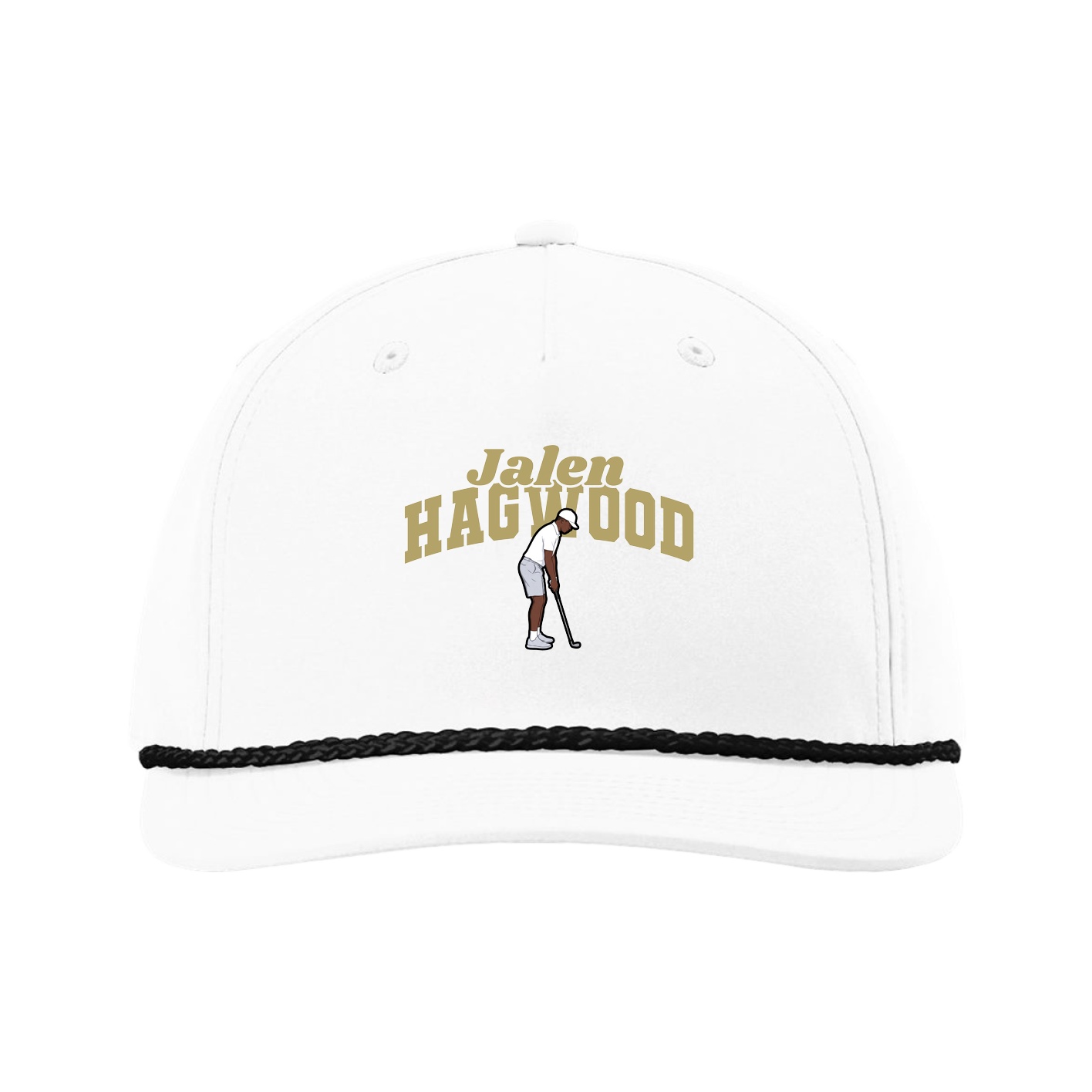 Five-Panel Classic Rope Cap — Signature Arch in White