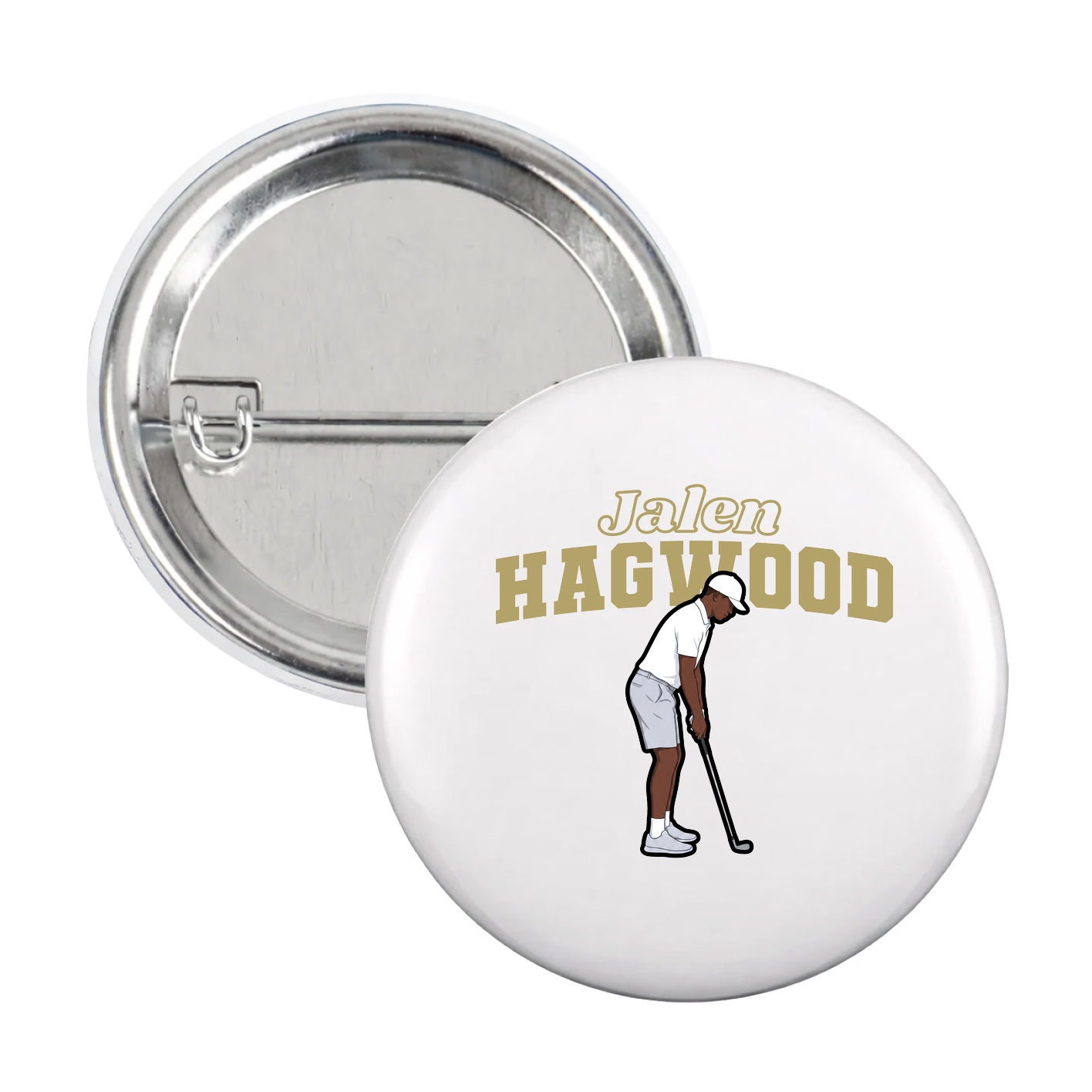 Game Day Button — Name Arch in White