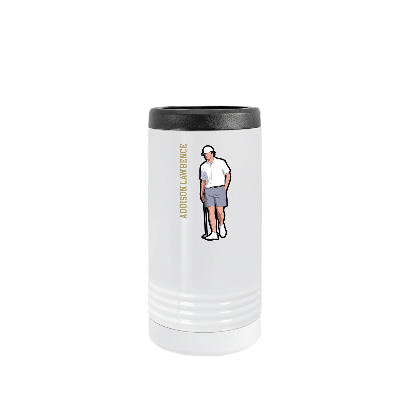 Slim Beverage Holder — Name Vertical in White