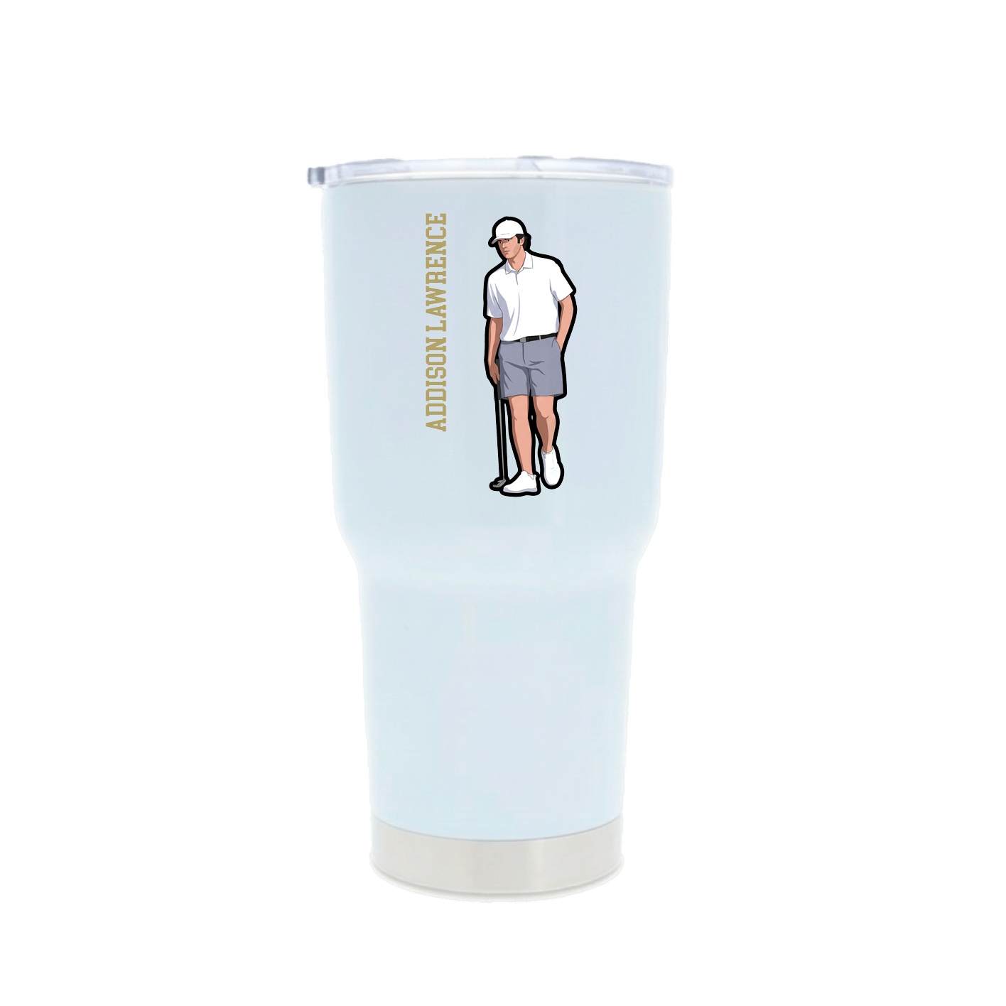 30oz Stainless Steel Tumbler — Name Vertical in White