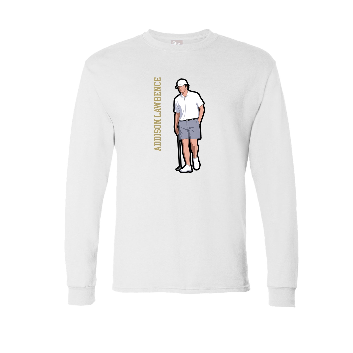 Long Sleeve Tee — Name Vertical in White