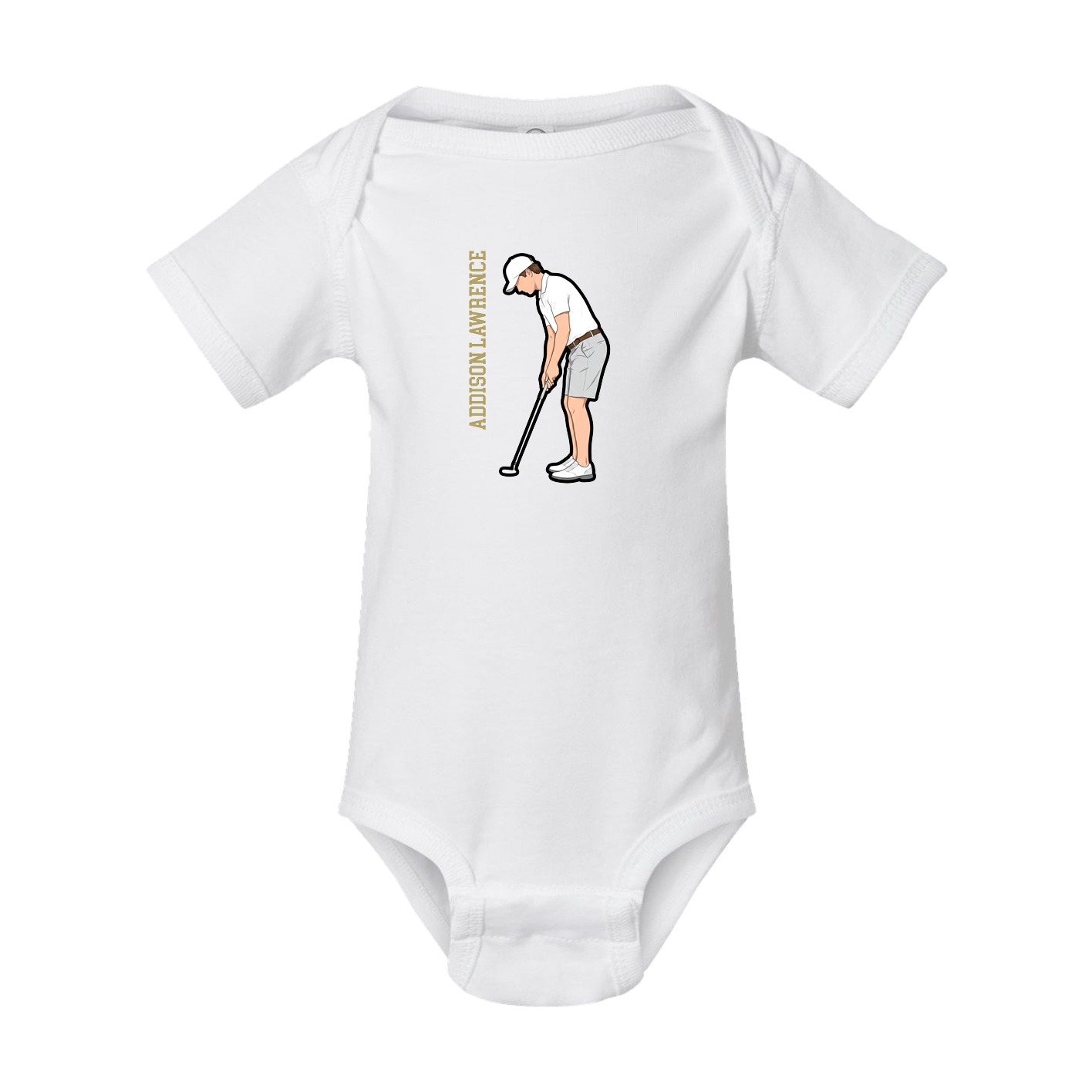 Baby Onesie — Name Vertical in White