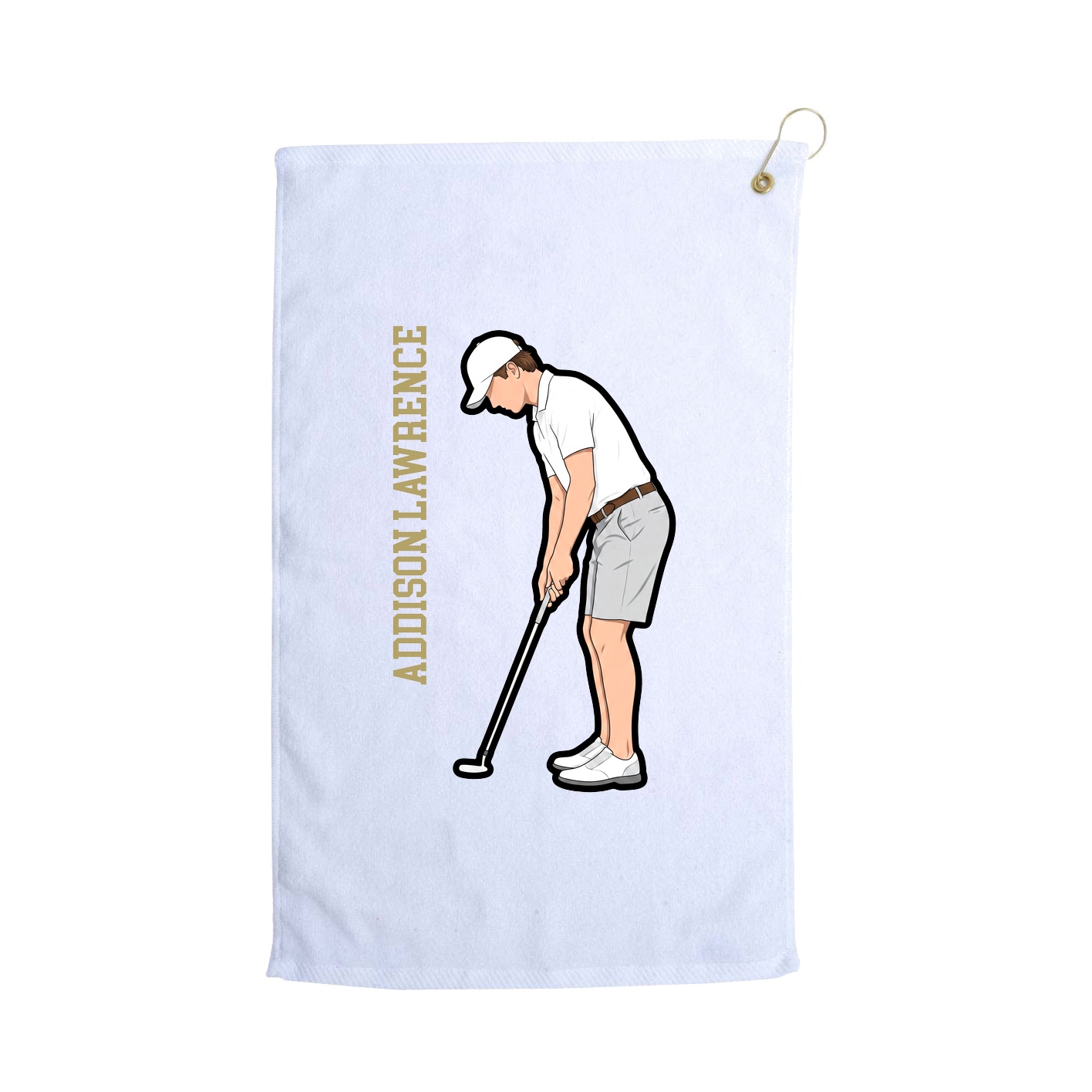 Golf Towel — Name Vertical in White