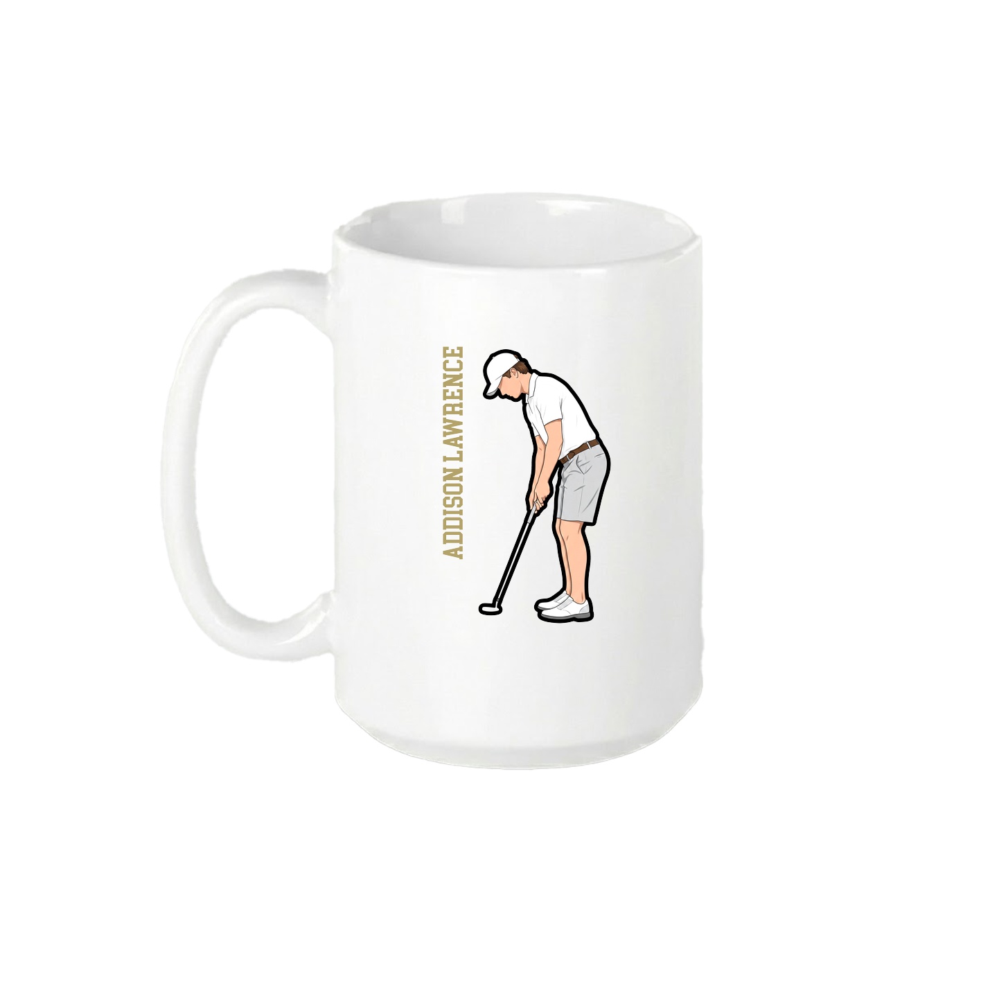 15oz Coffee Mug — Name Vertical in White