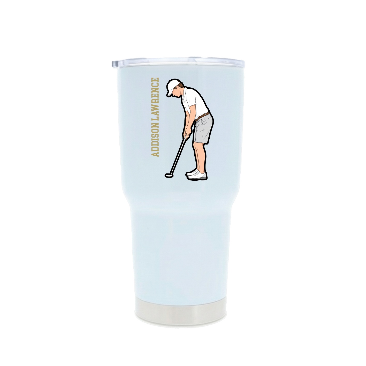 30oz Stainless Steel Tumbler — Name Vertical in White