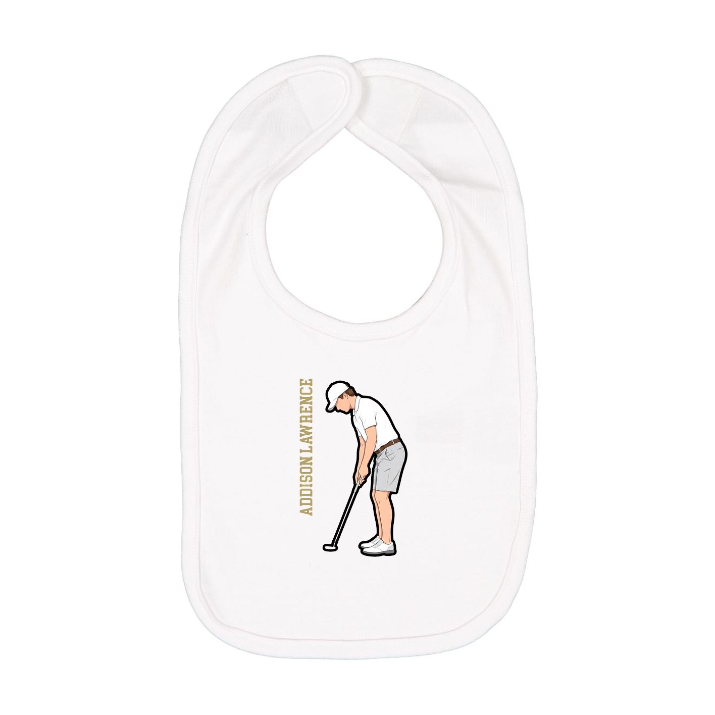 Infant Bib — Name Vertical in White