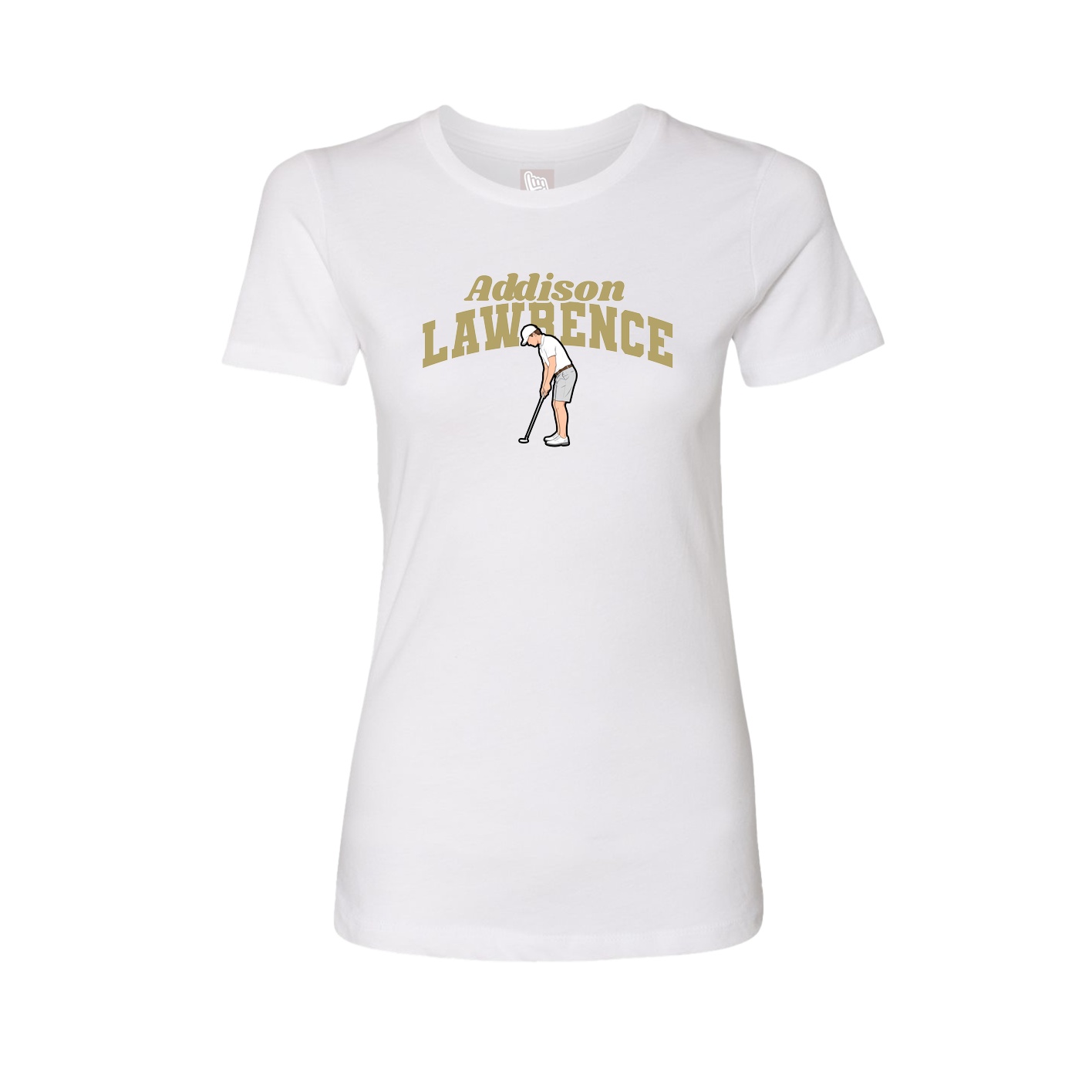 Fitted Women's Tee — Signature Arch in White