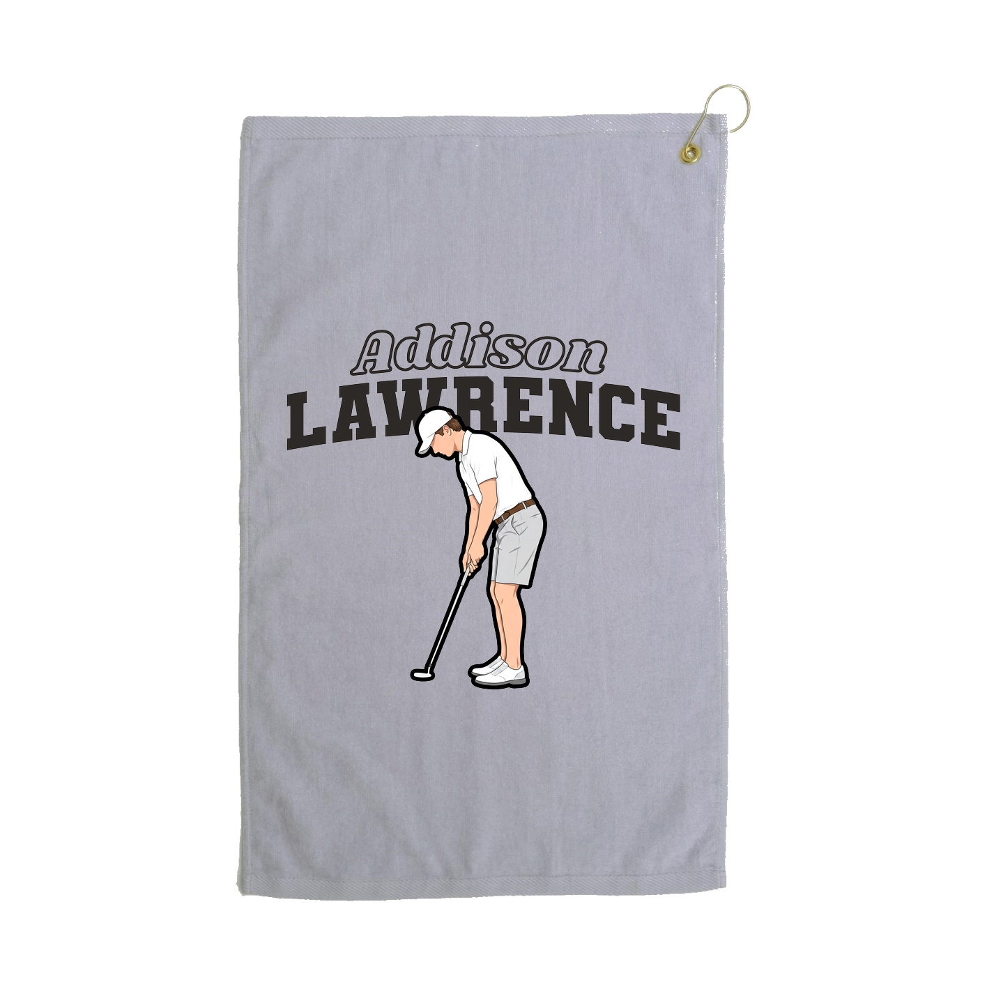 Golf Towel — Name Arch in Grey