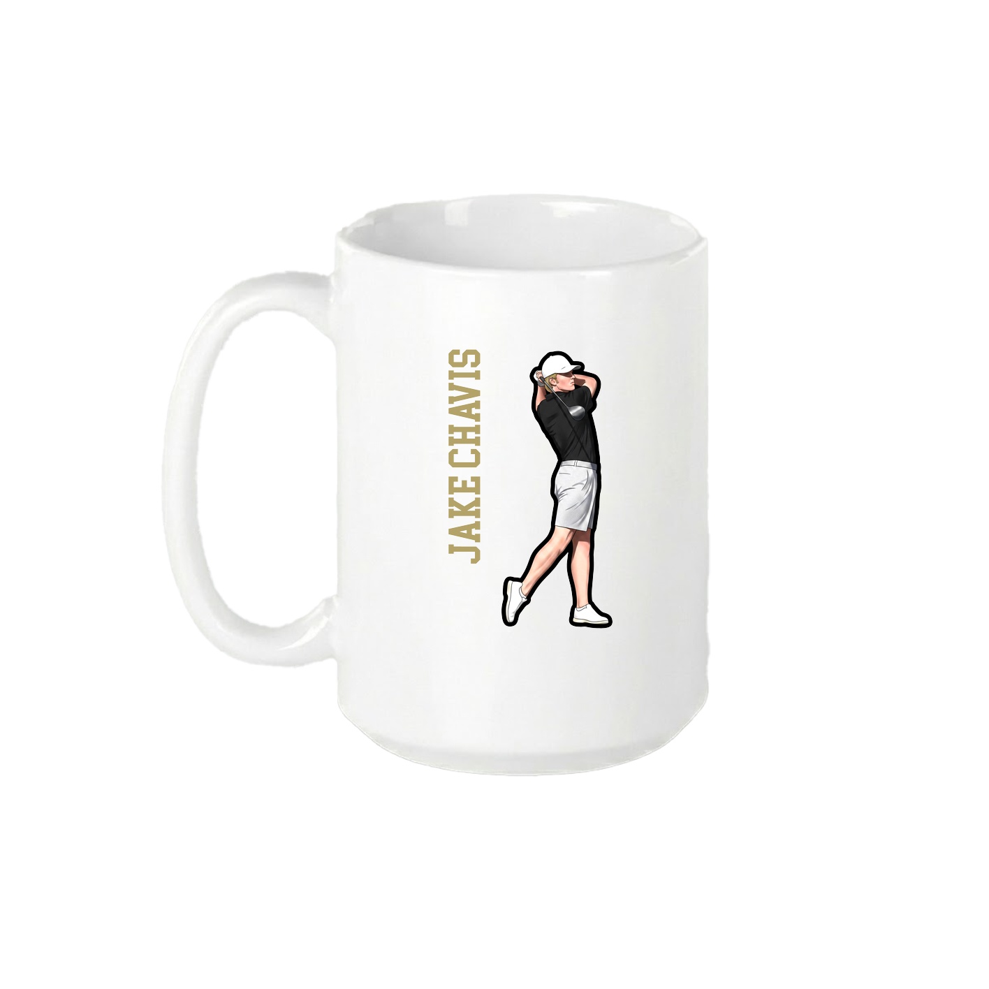 15oz Coffee Mug — Name Vertical in White