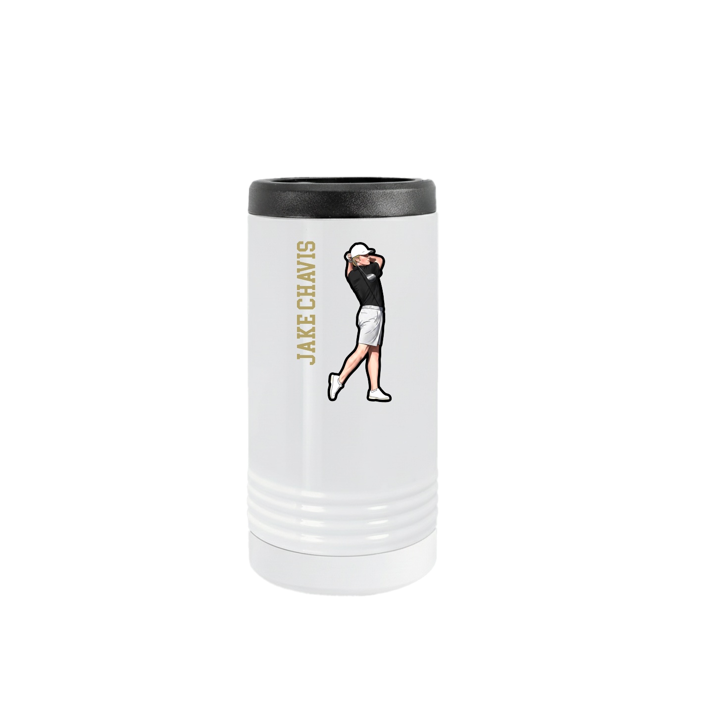 Slim Beverage Holder — Name Vertical in White