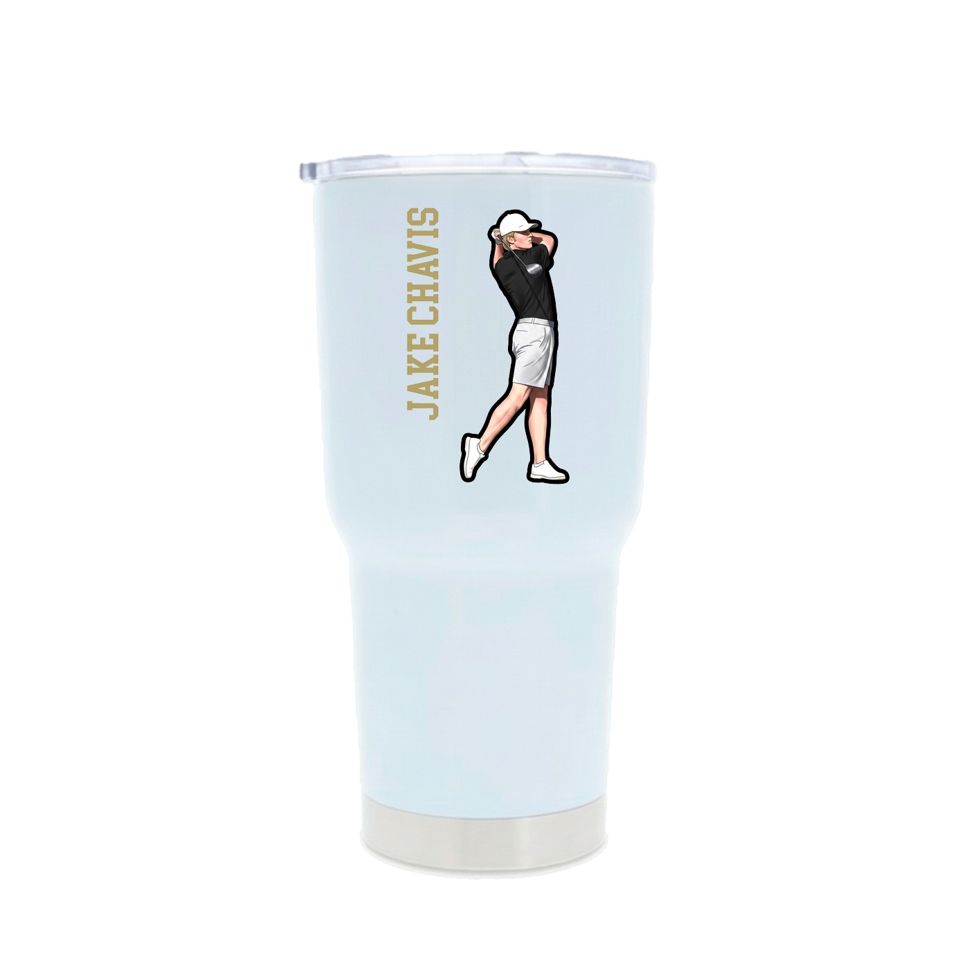 30oz Stainless Steel Tumbler — Name Vertical in White