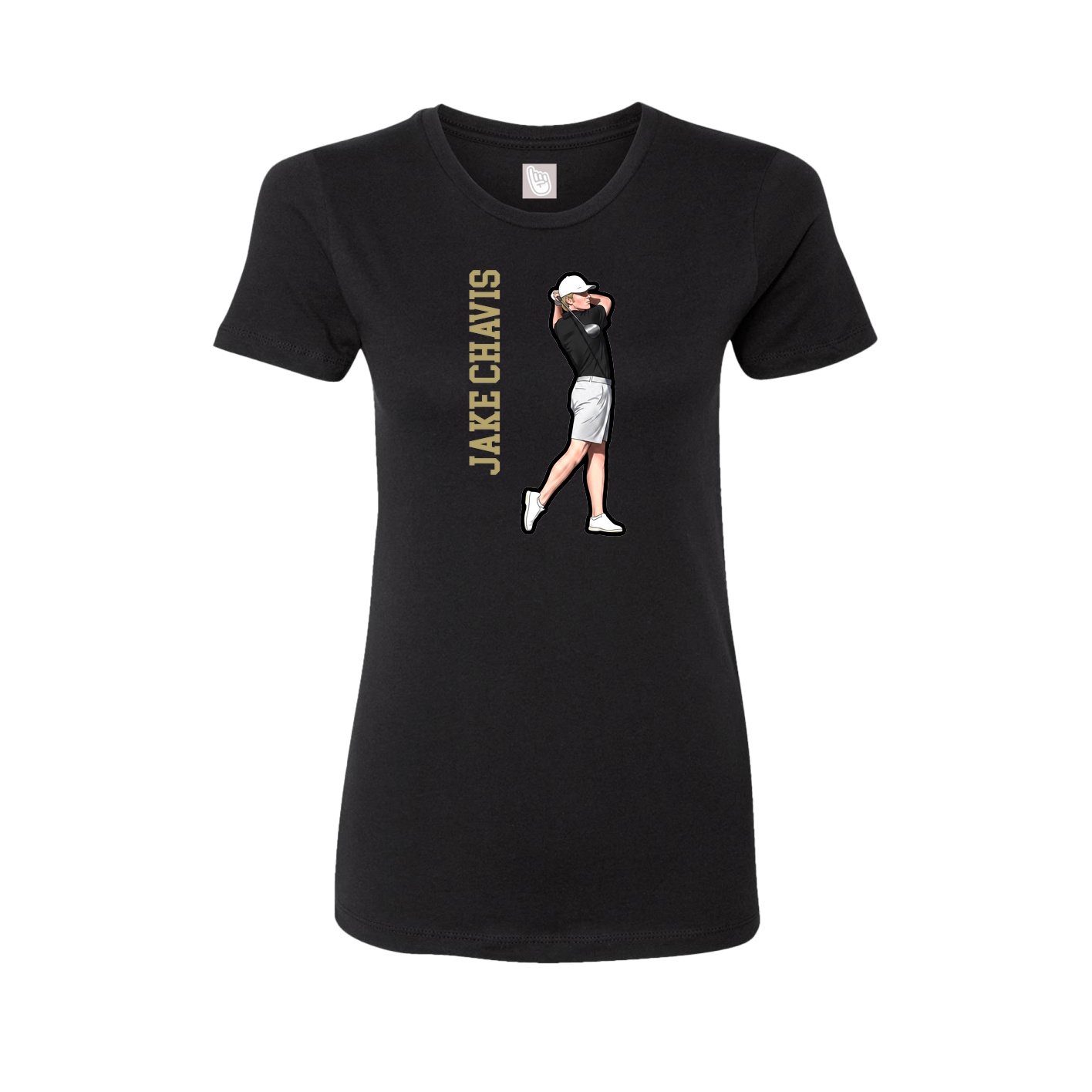 Fitted Women's Tee — Name Vertical in Black