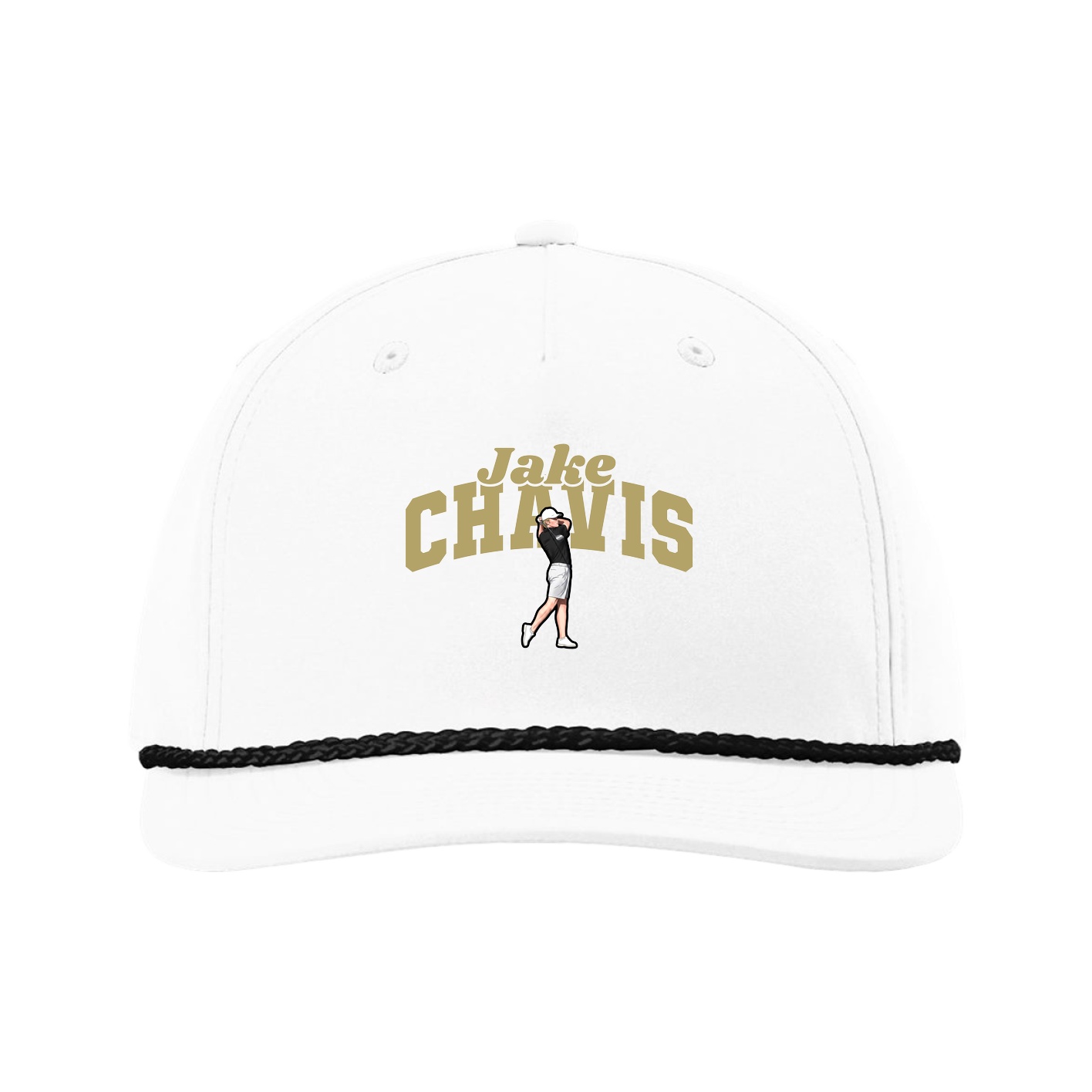 Five-Panel Classic Rope Cap — Signature Arch in White