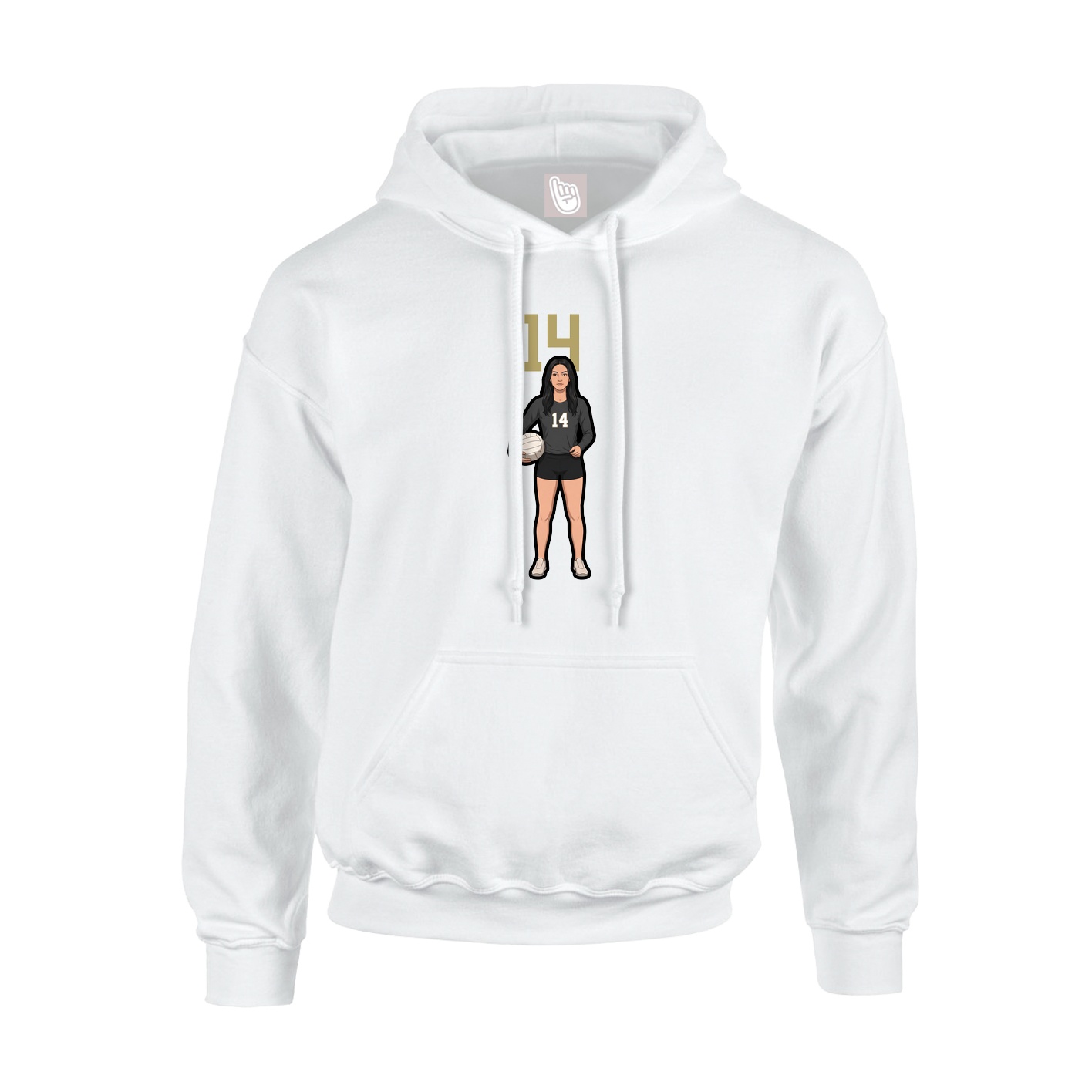 Youth Hoodie — Number Top in White