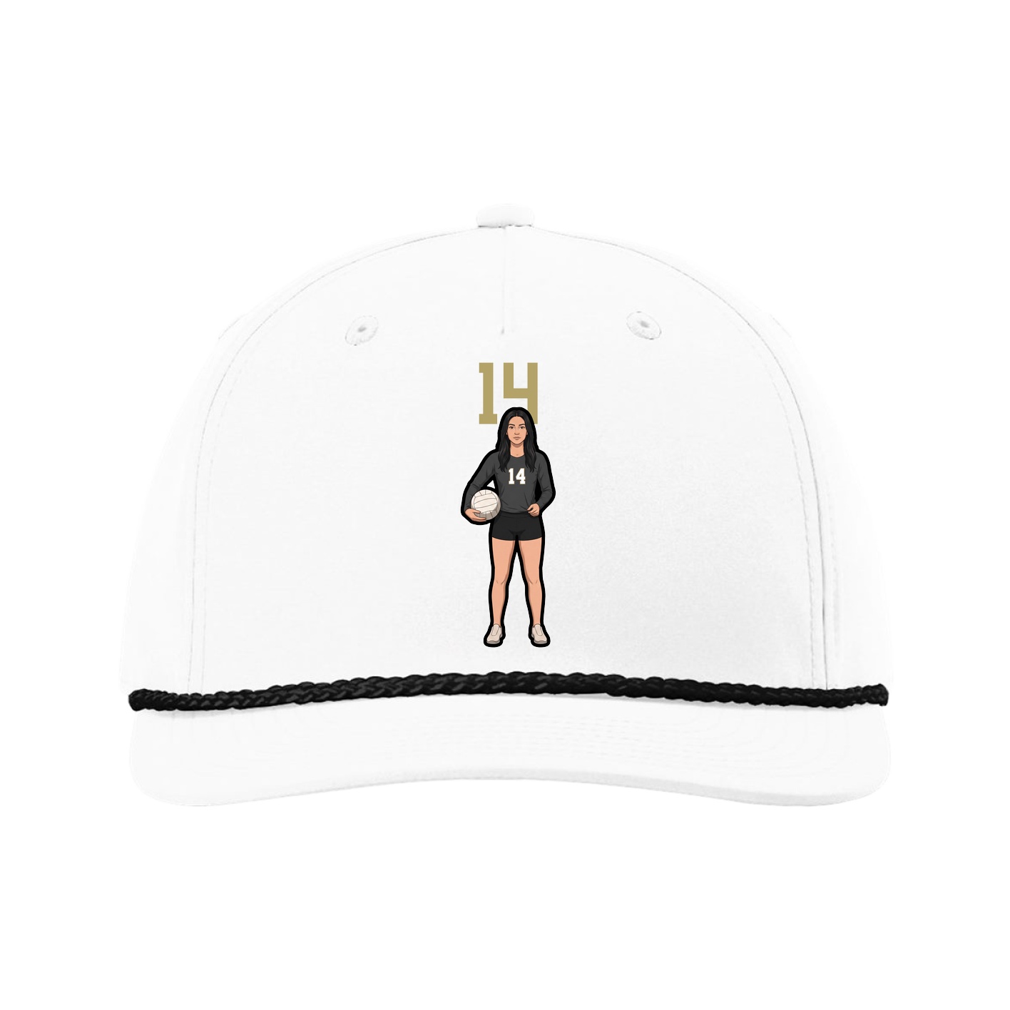 Five-Panel Classic Rope Cap — Number Top in White
