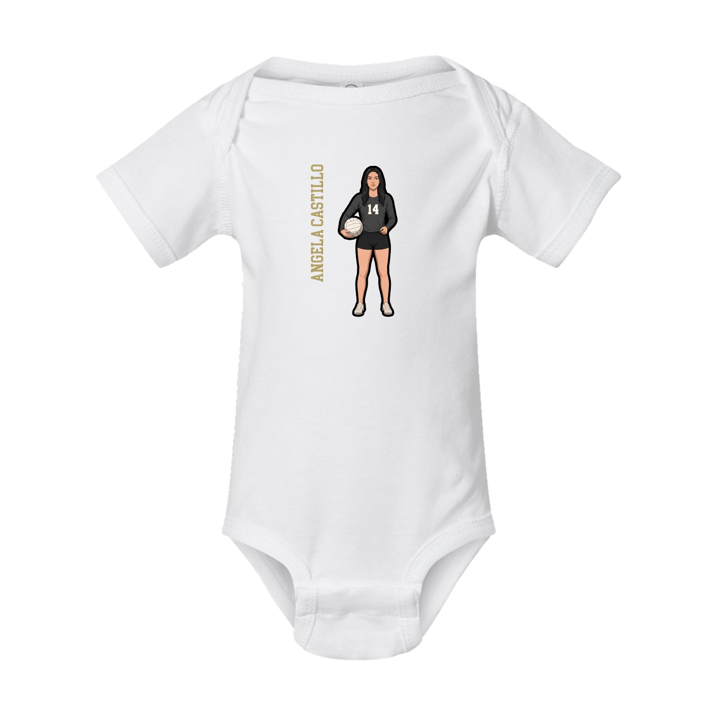 Baby Onesie — Name Vertical in White