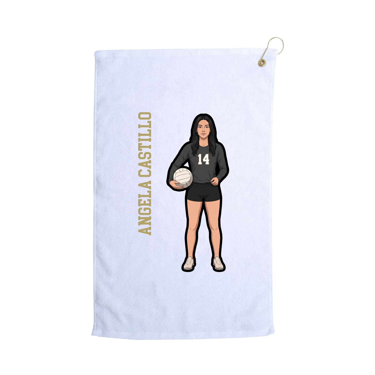 Golf Towel — Name Vertical in White