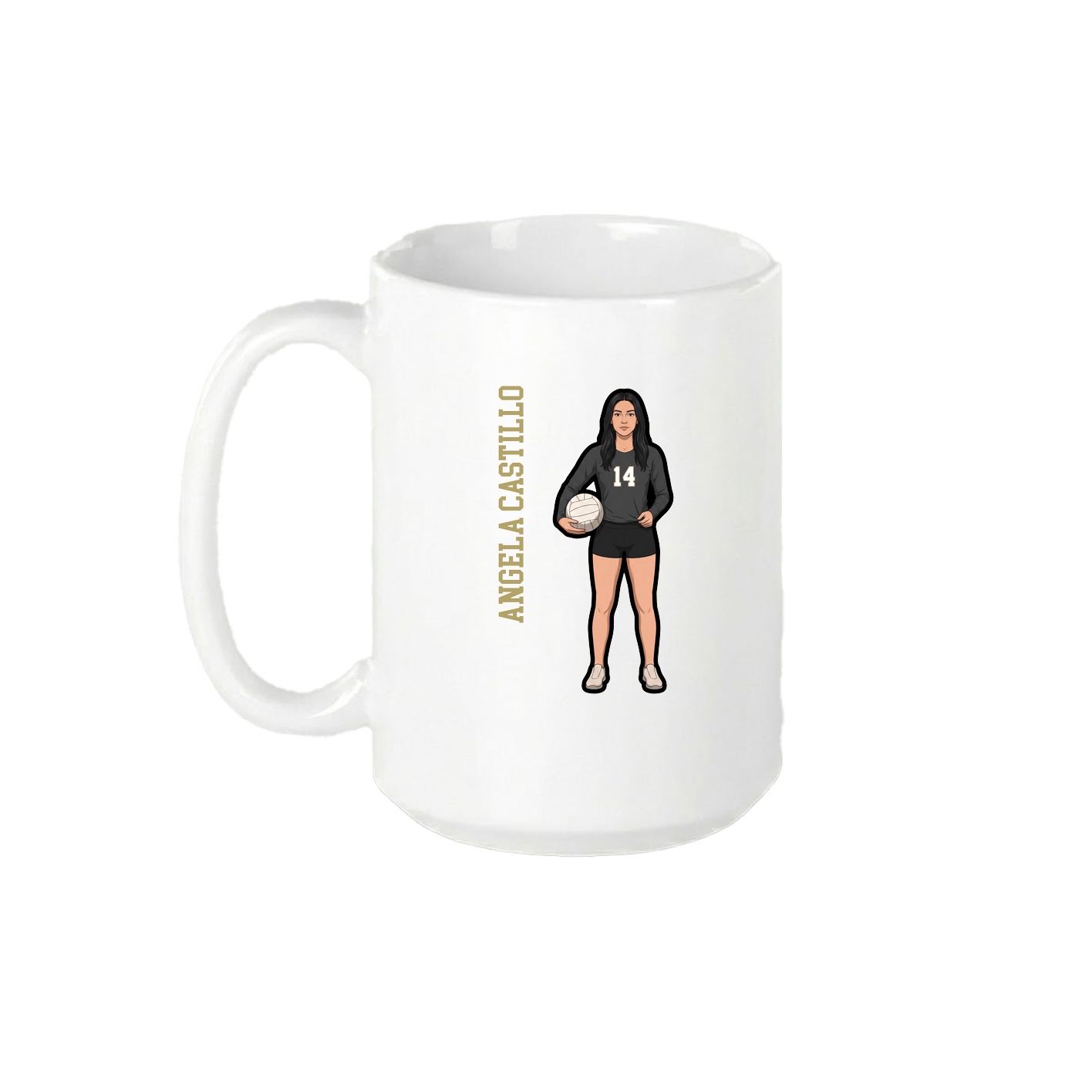 15oz Coffee Mug — Name Vertical in White