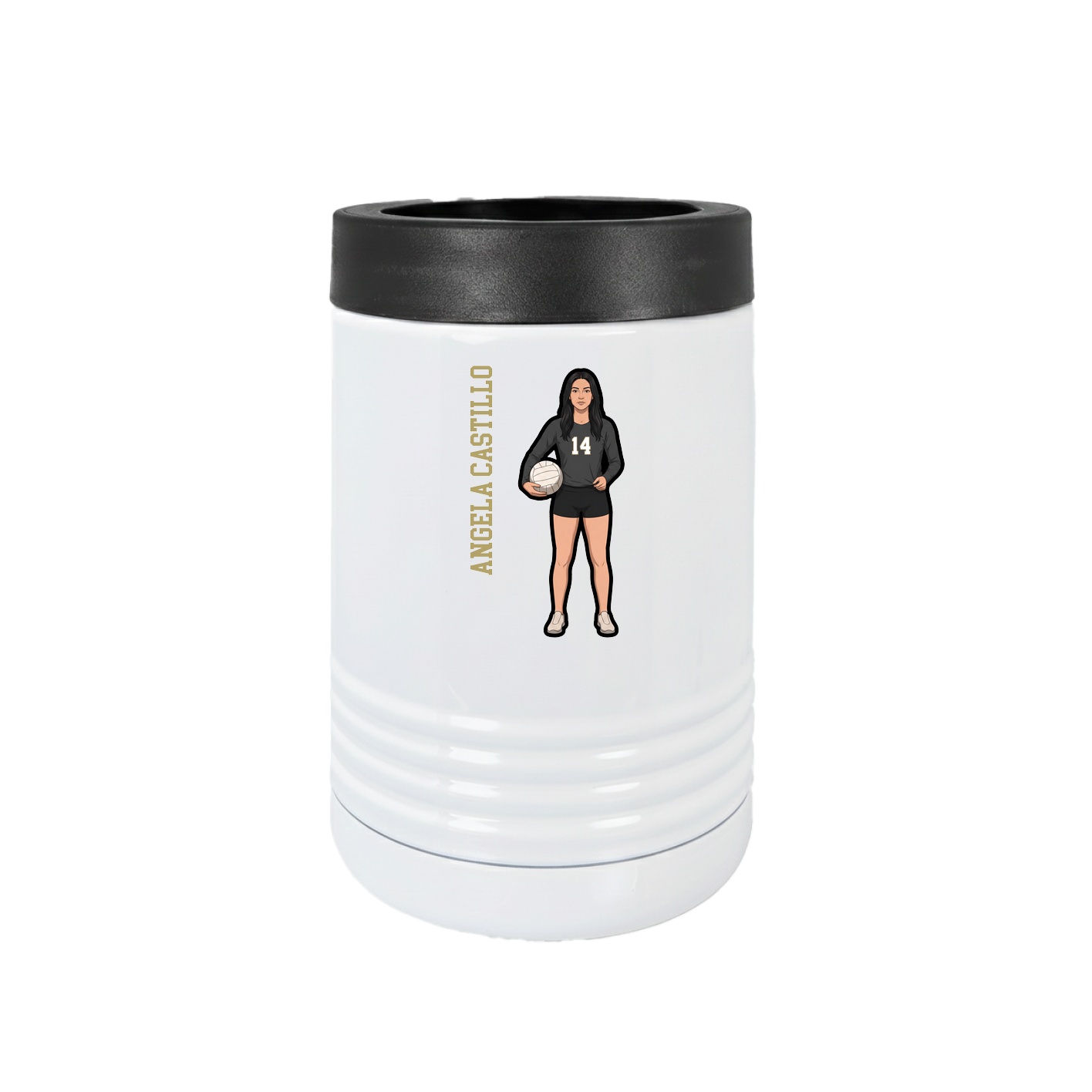 Beverage Holder — Name Vertical in White