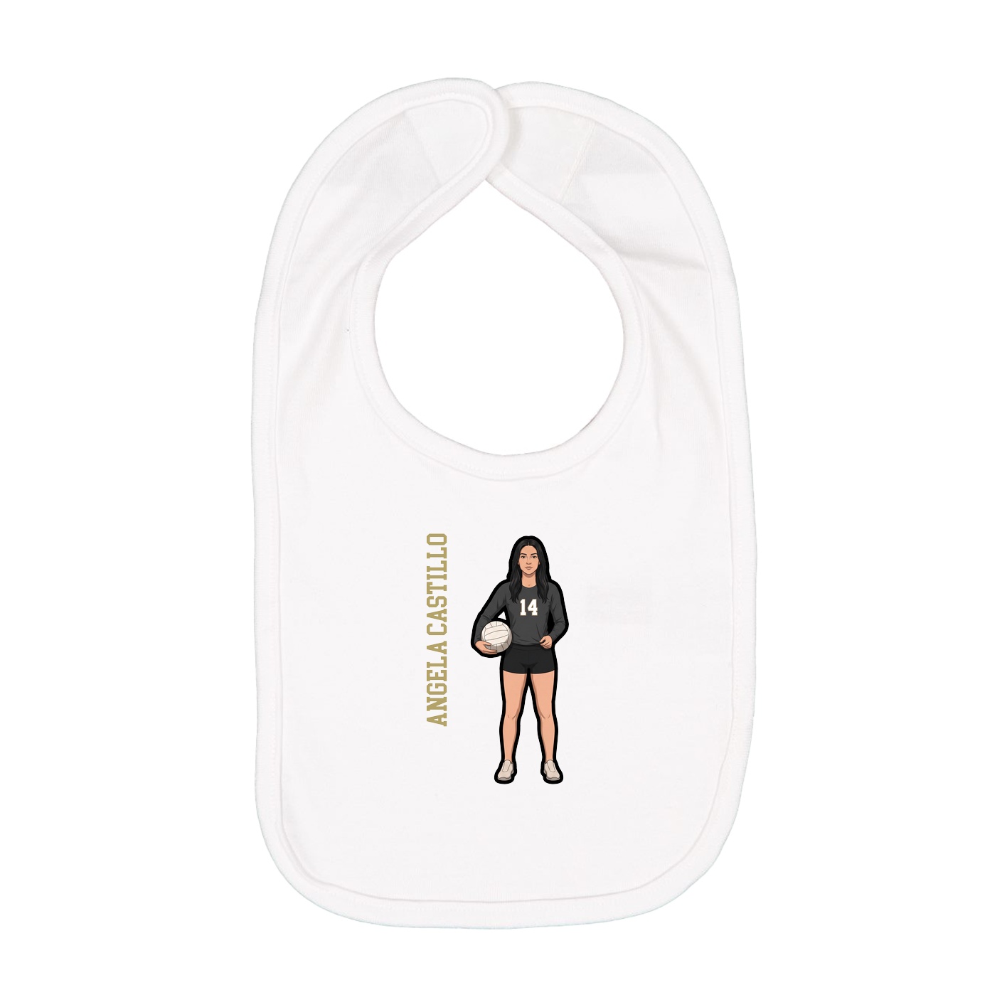 Infant Bib — Name Vertical in White