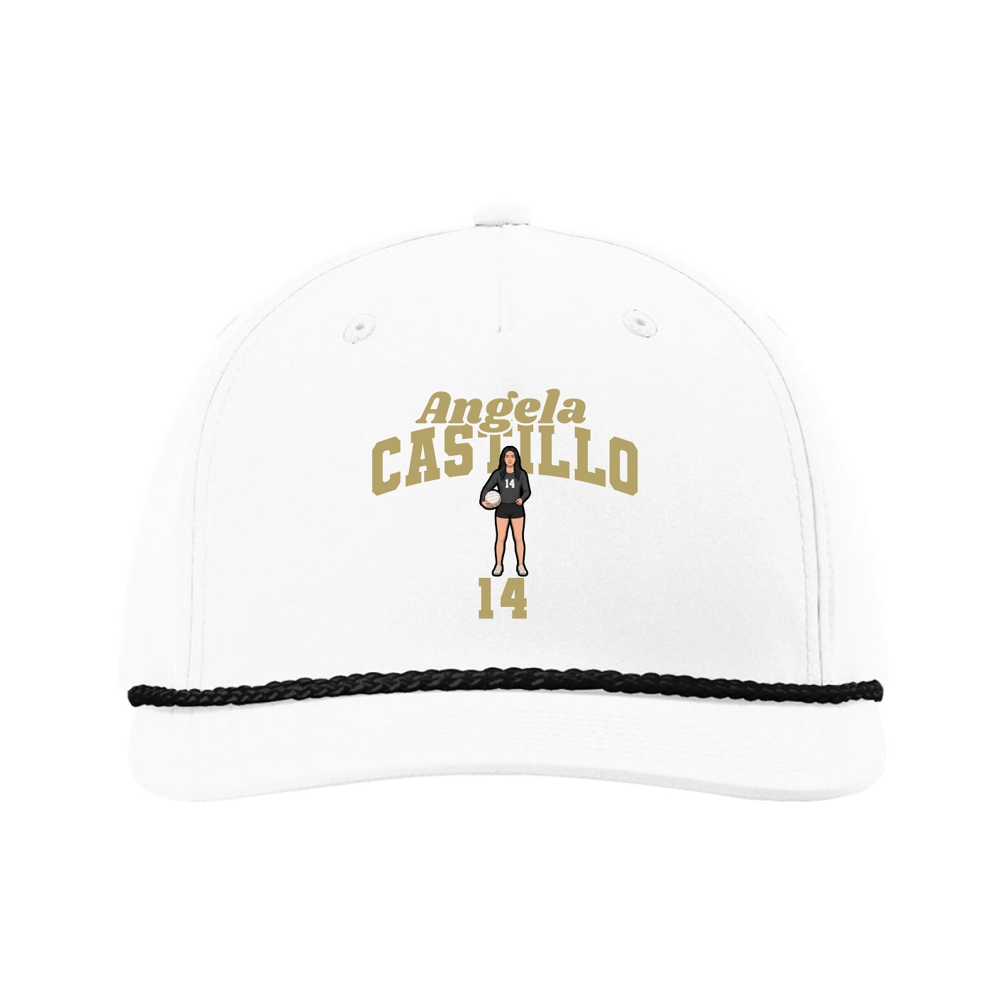 Five-Panel Classic Rope Cap — Signature Arch in White