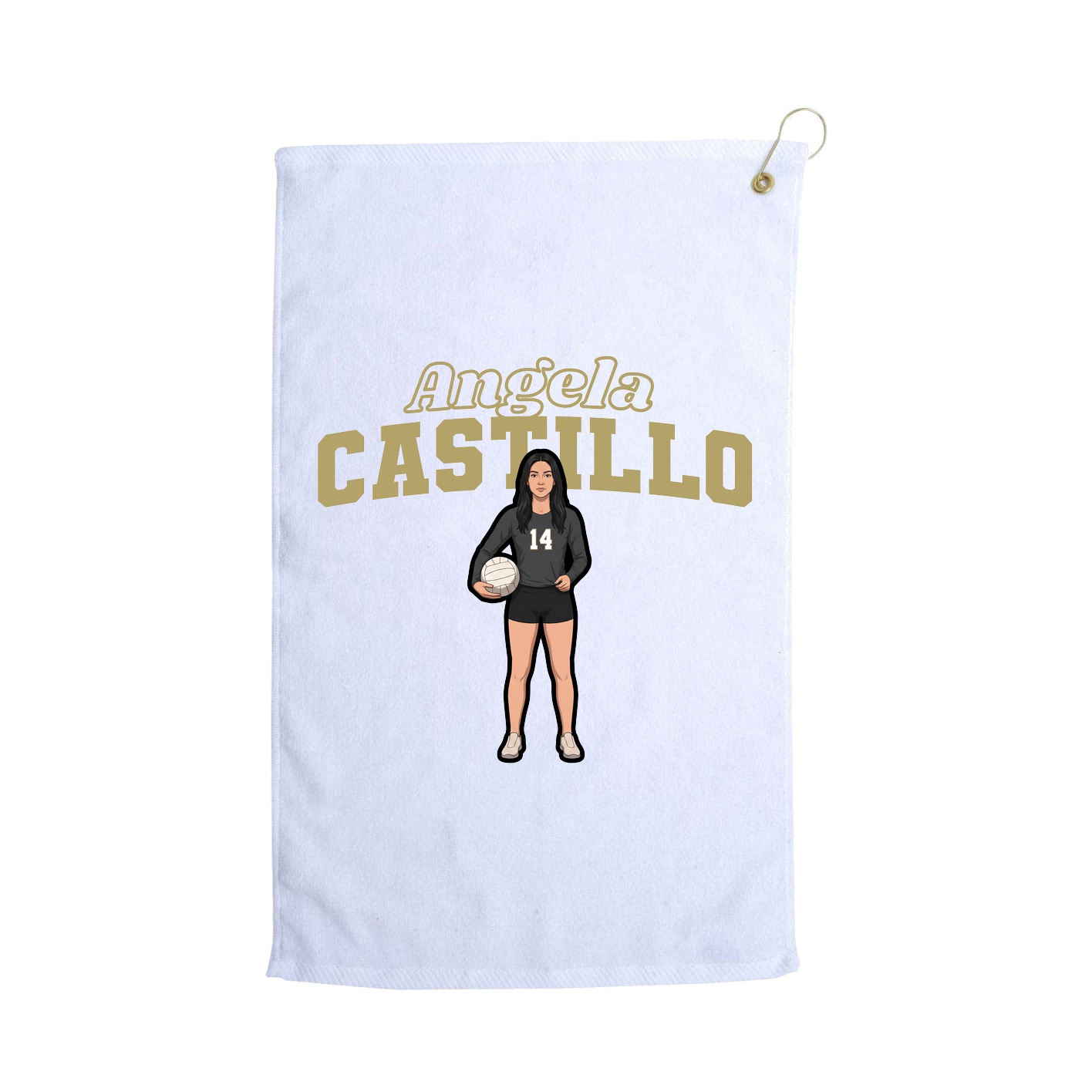 Golf Towel — Name Arch in White