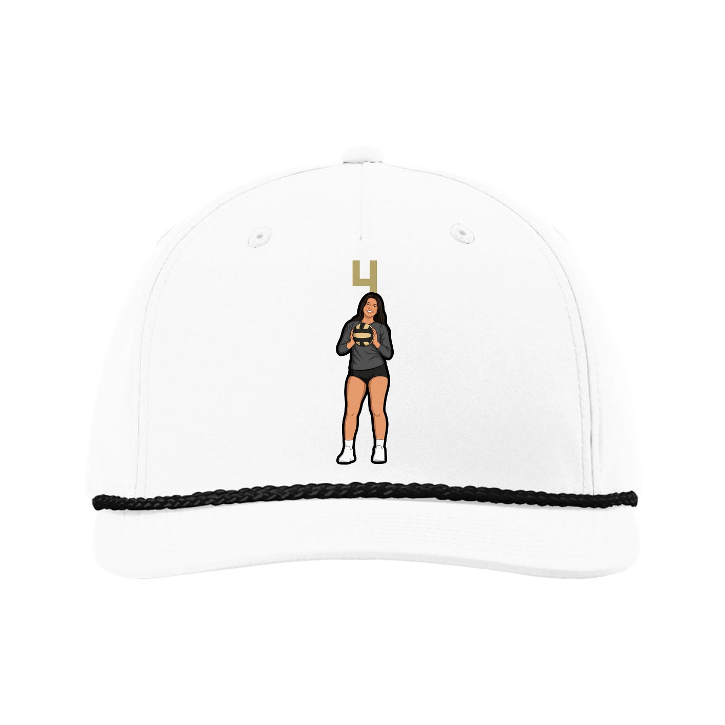 Five-Panel Classic Rope Cap — Number Top in White