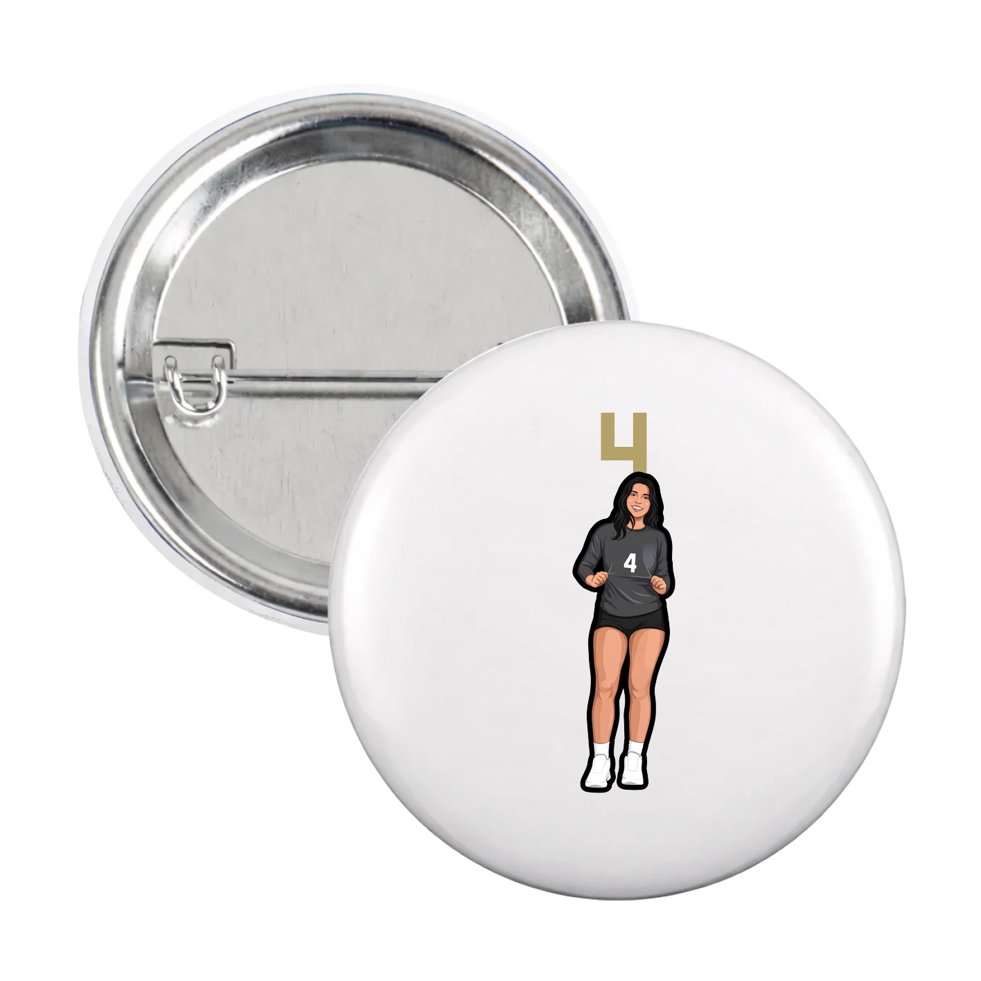 Game Day Button — Number Top in White