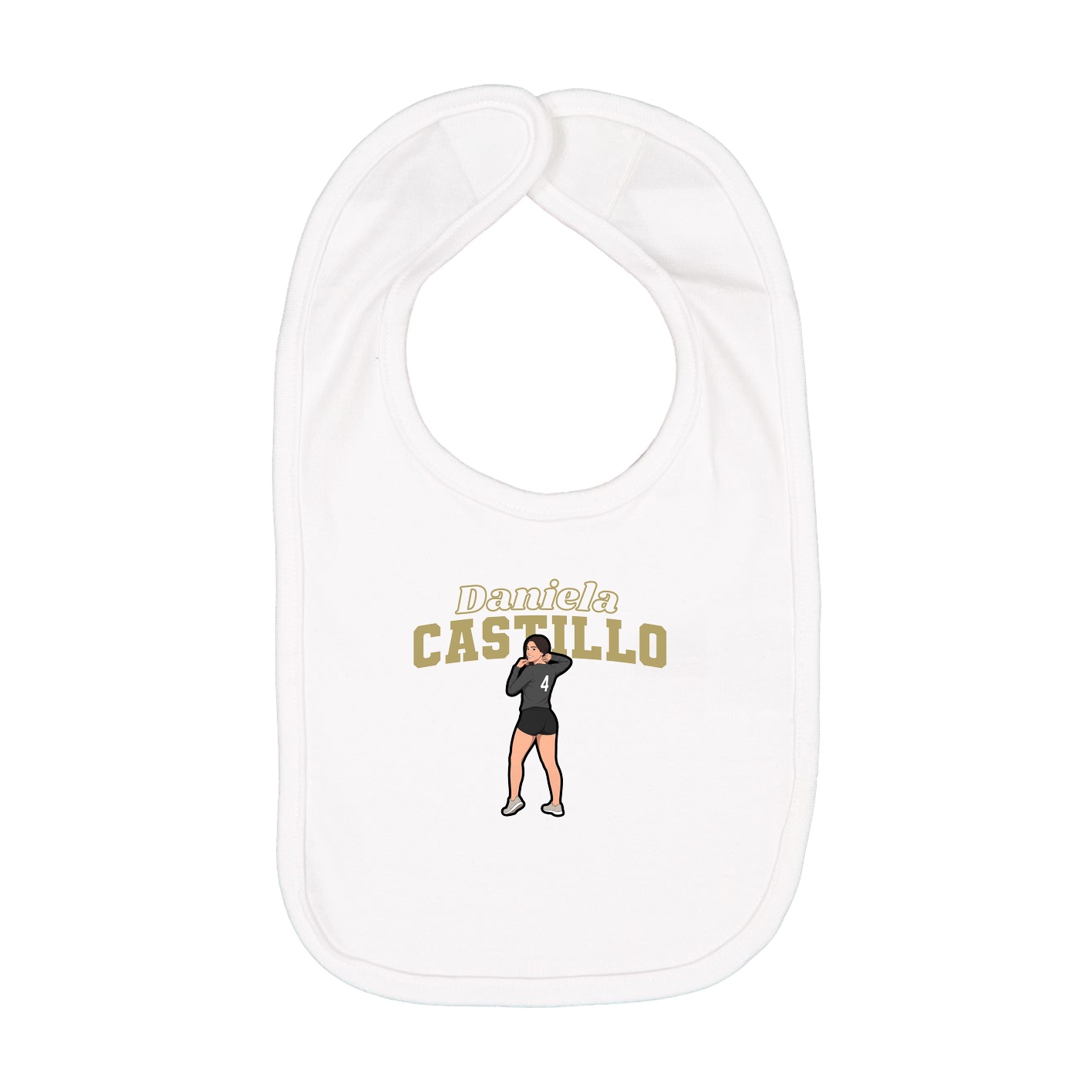 Infant Bib — Name Arch in White