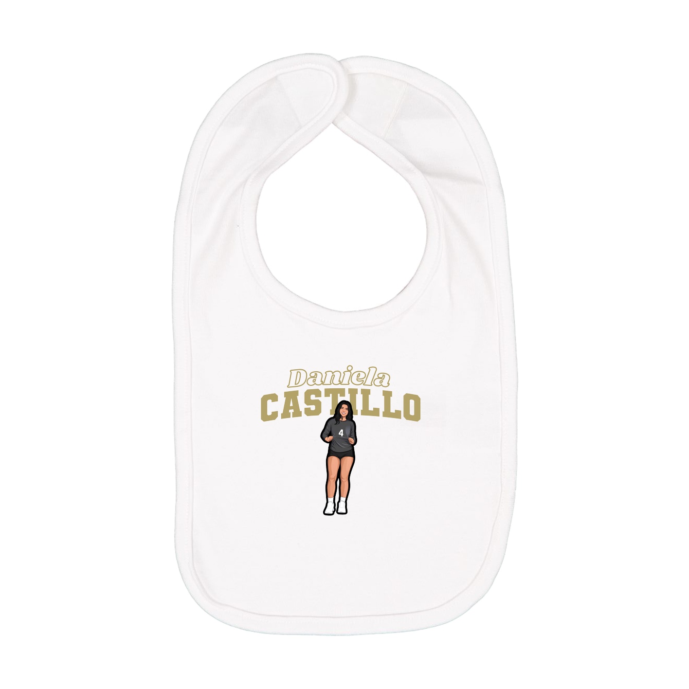 Infant Bib — Name Arch in White