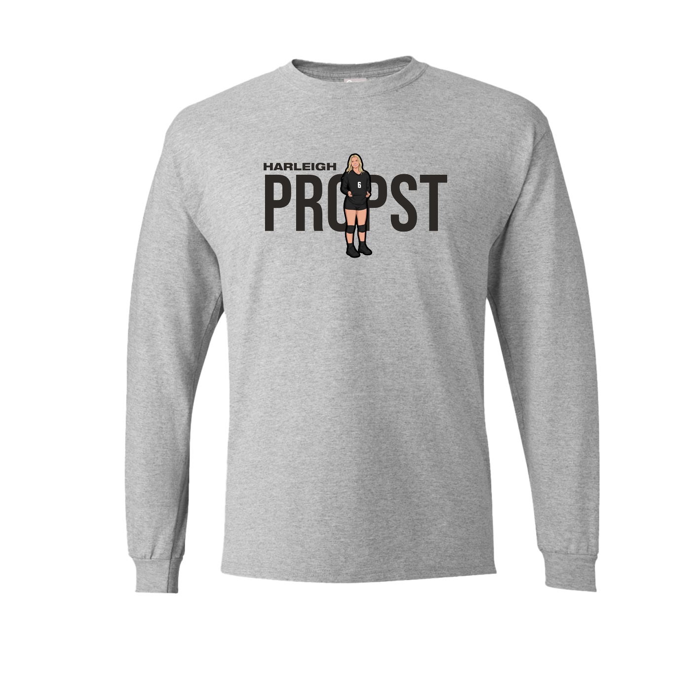 Long Sleeve Tee — Player Name in Grey