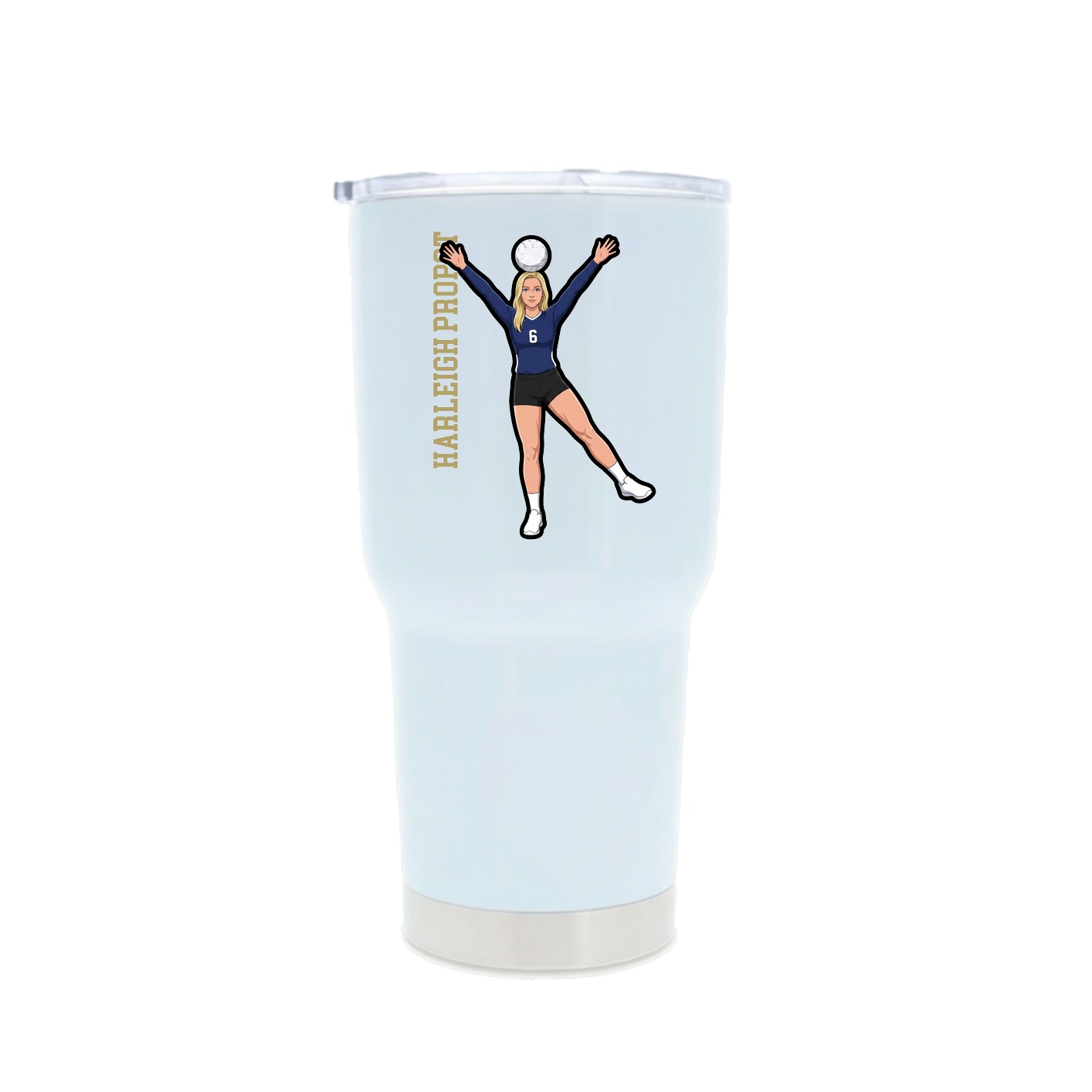30oz Stainless Steel Tumbler — Name Vertical in White