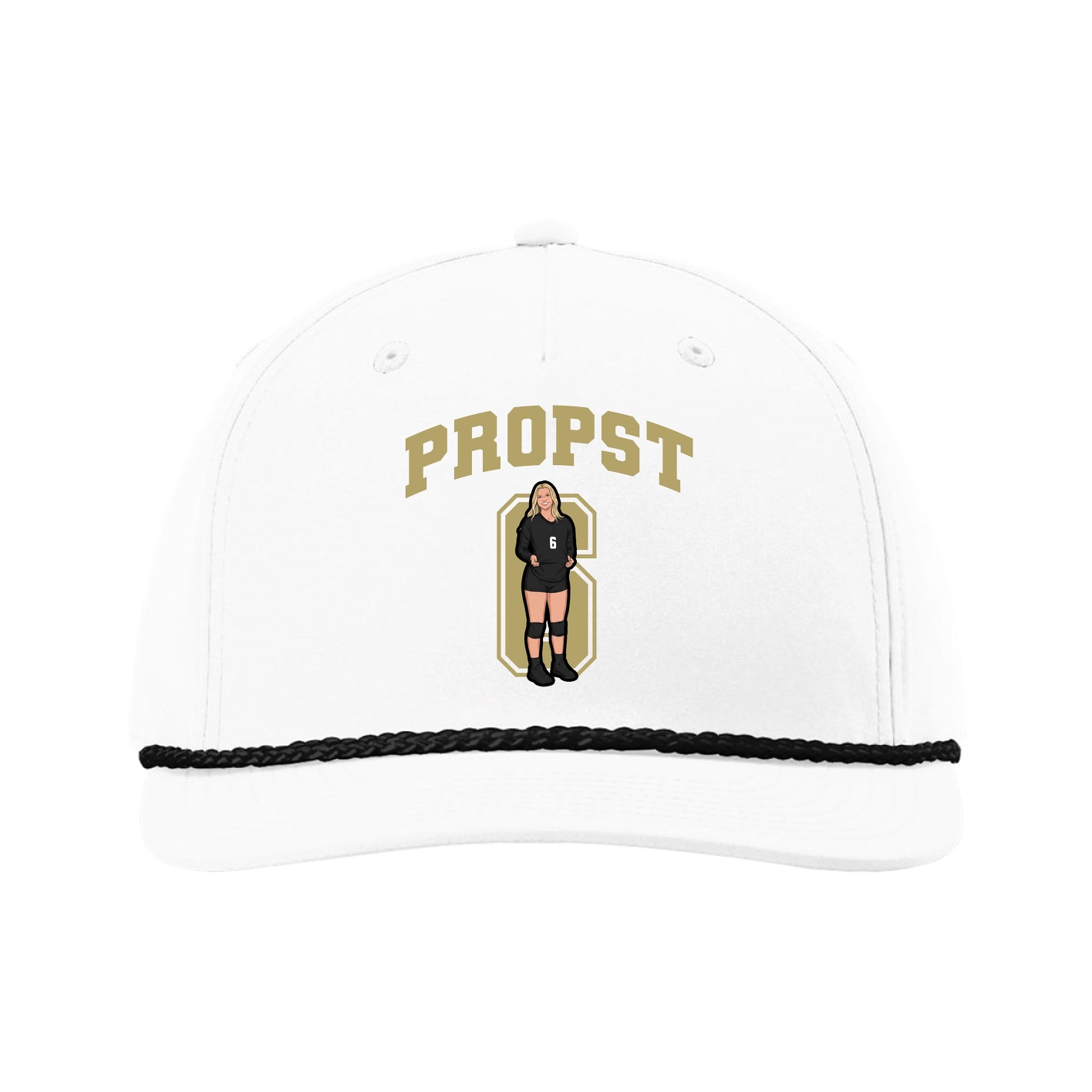 Five-Panel Classic Rope Cap — Number in White