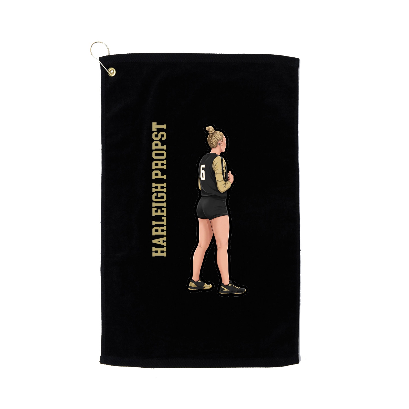 Golf Towel — Name Vertical in Black