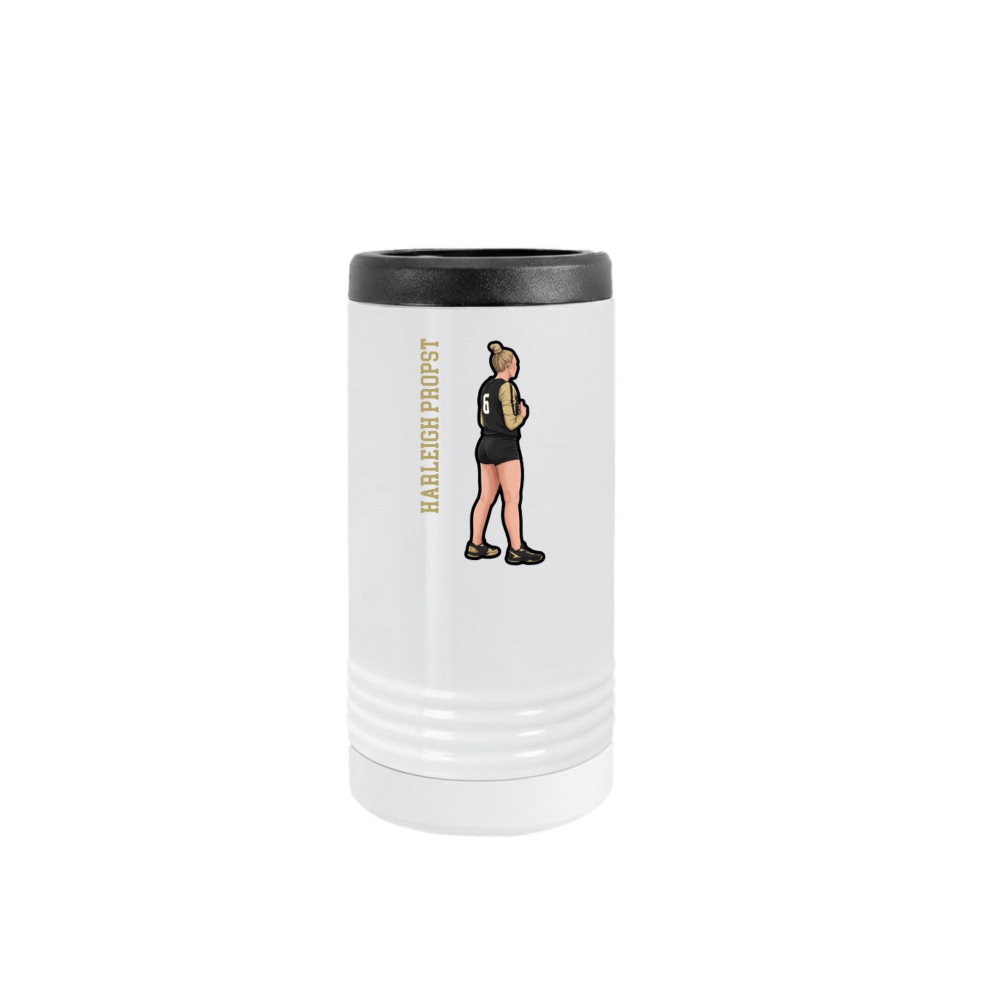 Slim Beverage Holder — Name Vertical in White